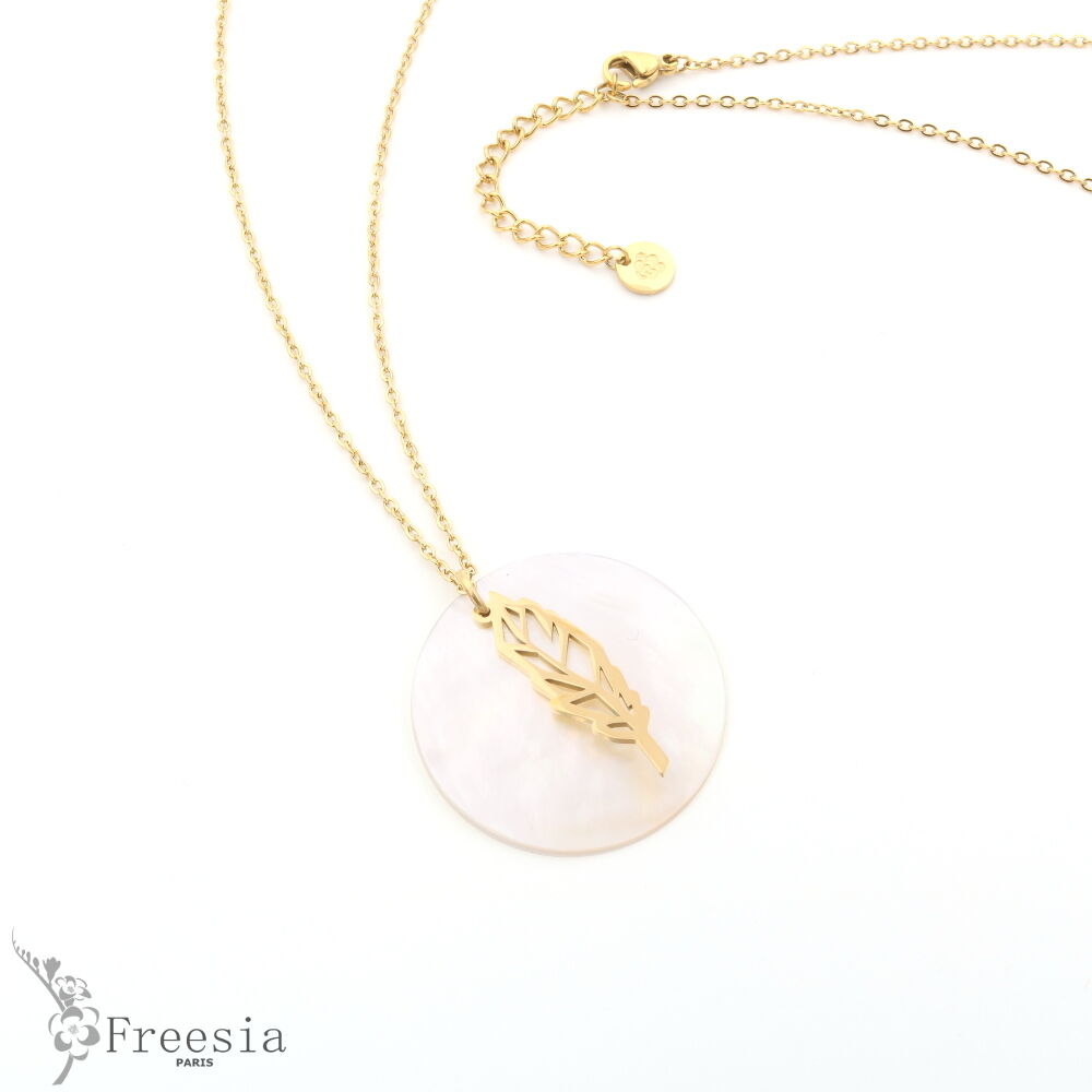 Sautoir acier et nacre – 12152