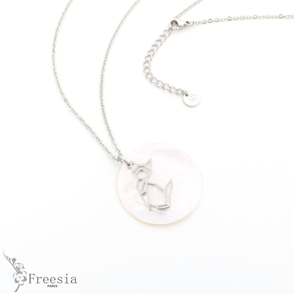 Sautoir acier et nacre – 12154