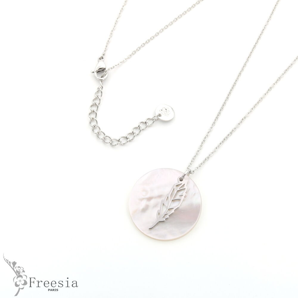 Collier acier et nacre - 12157