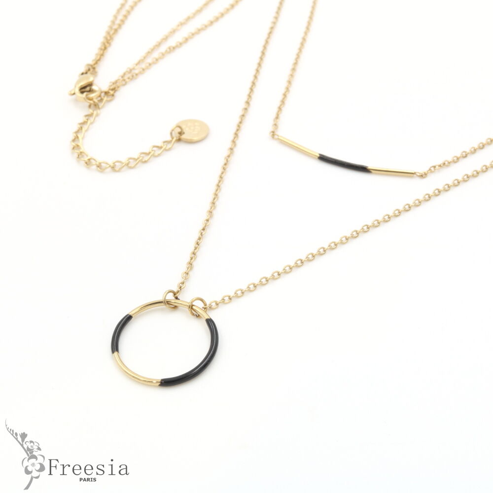 Mehrreihiges Collier acier laqué – 12167