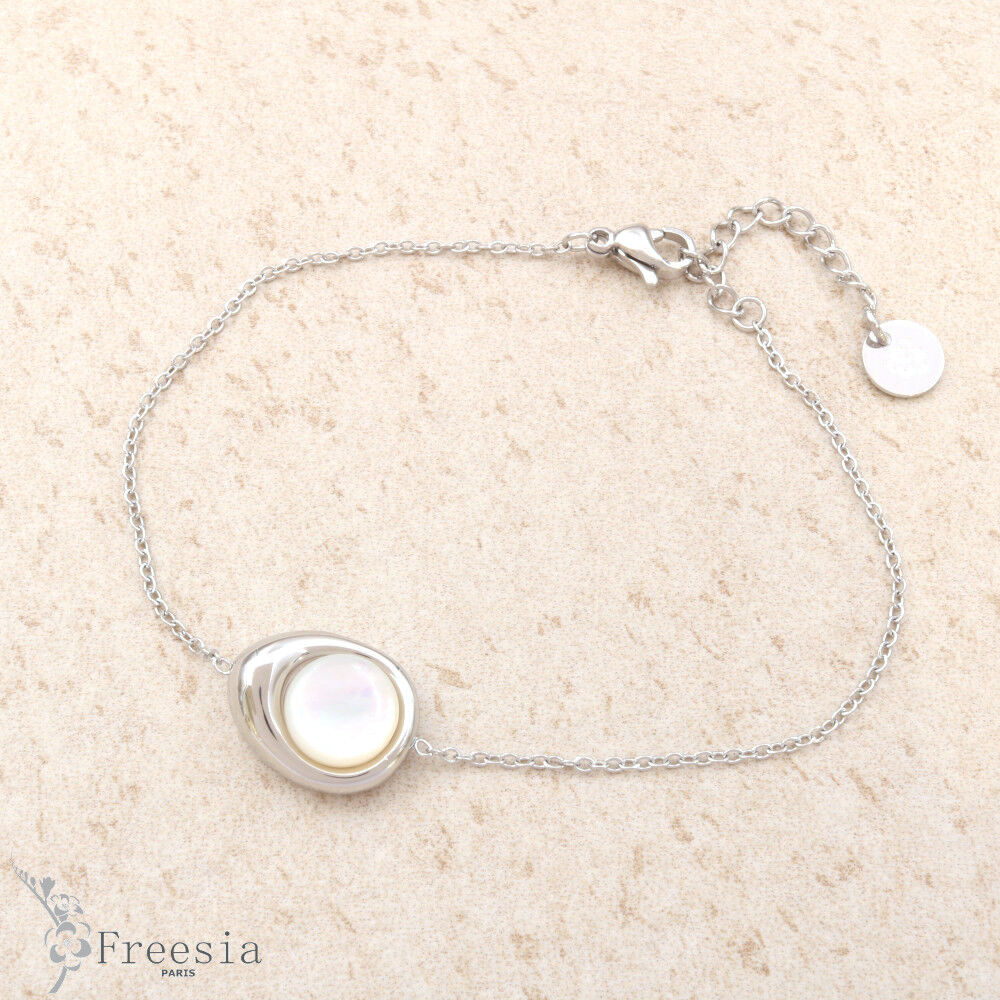 Bracelet acier et nacre - 15296