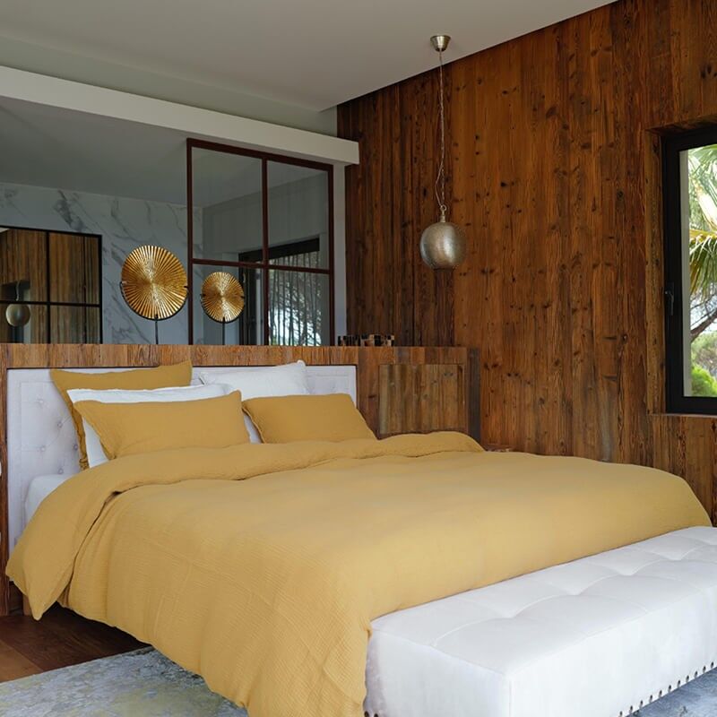 Housse de couette gaze de coton curry 240X220 CM