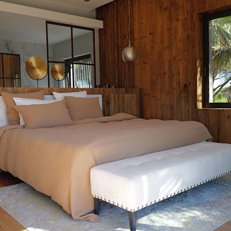 Taie d'oreiller gaze de coton cannelle 65X65 CM