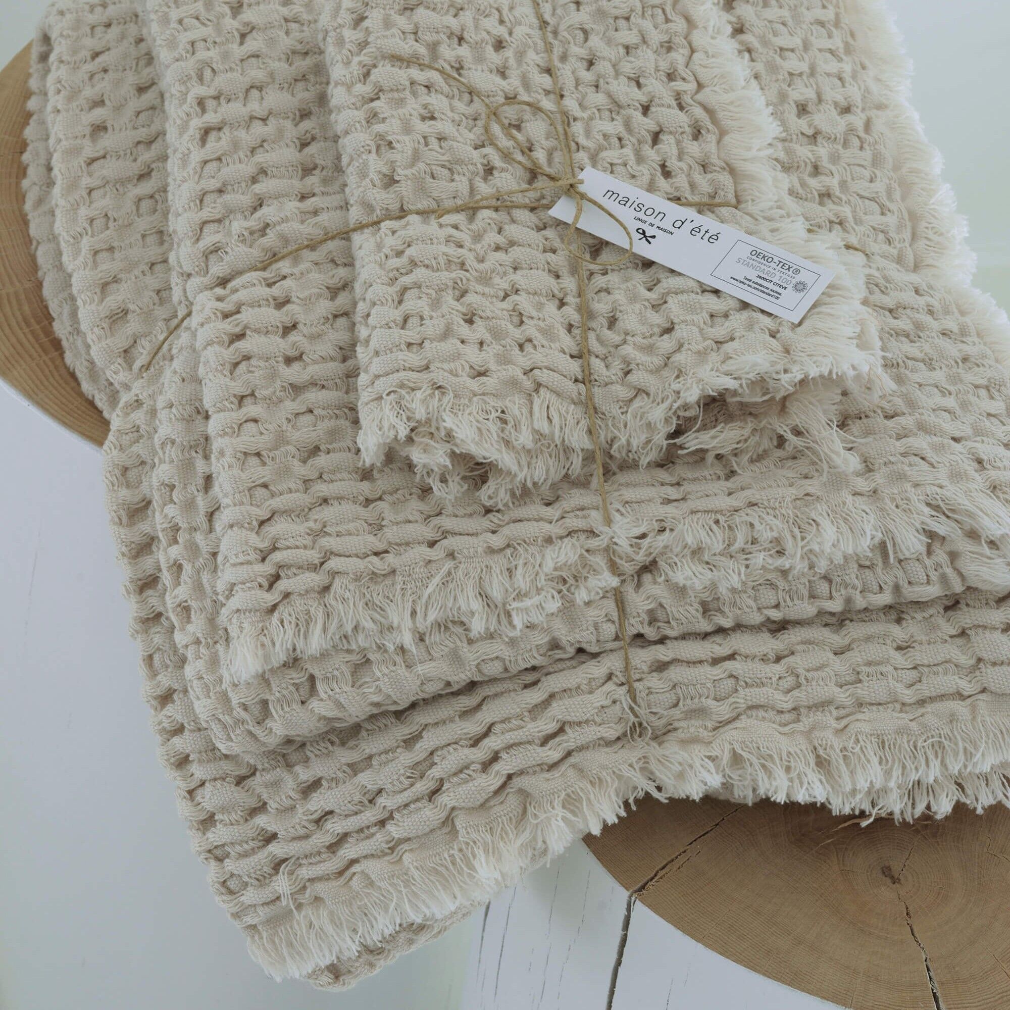 Serviette de toilette ciment en coton gaufré 80X150 CM