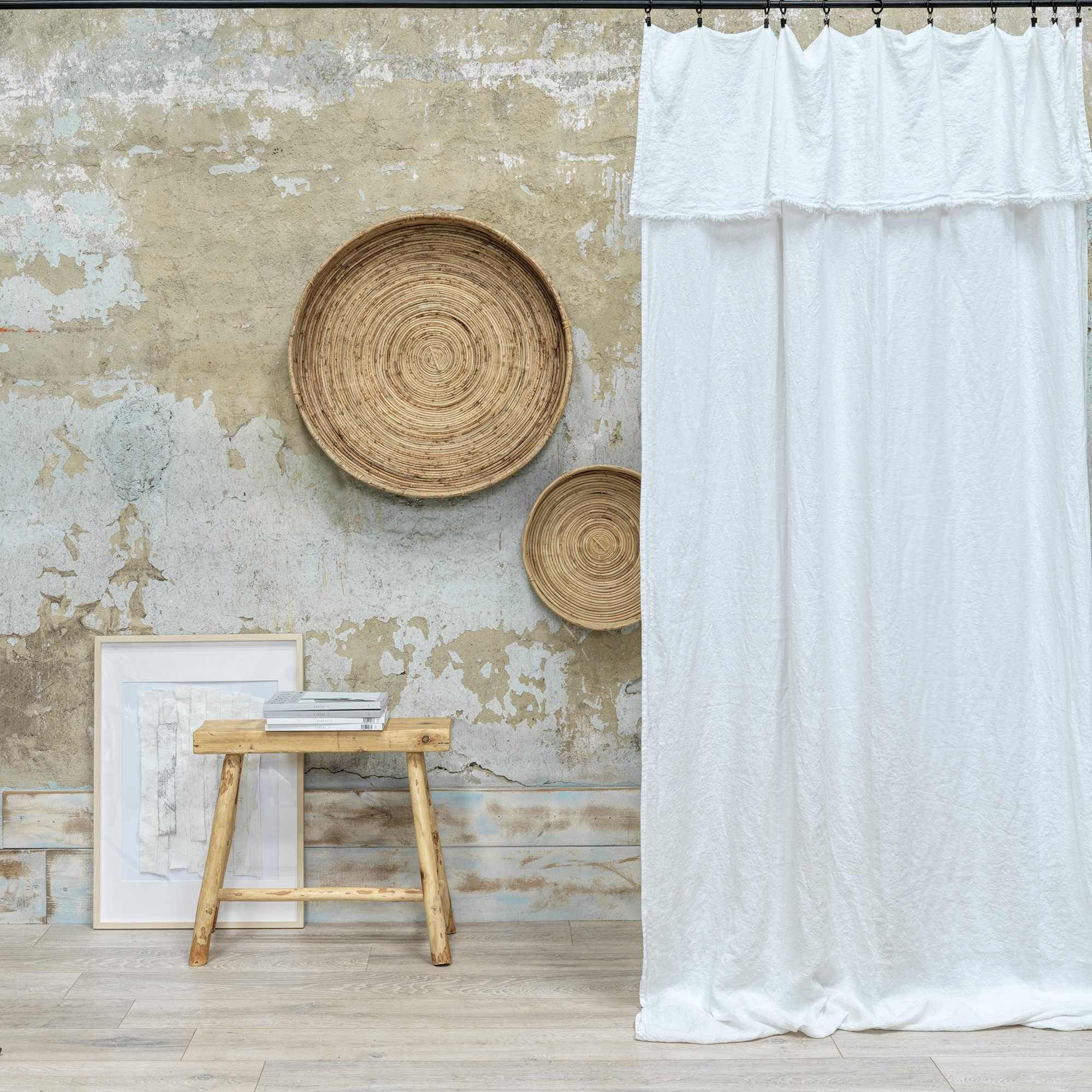 Rideau lin lavé Milk bords effilochés 140X290 CM