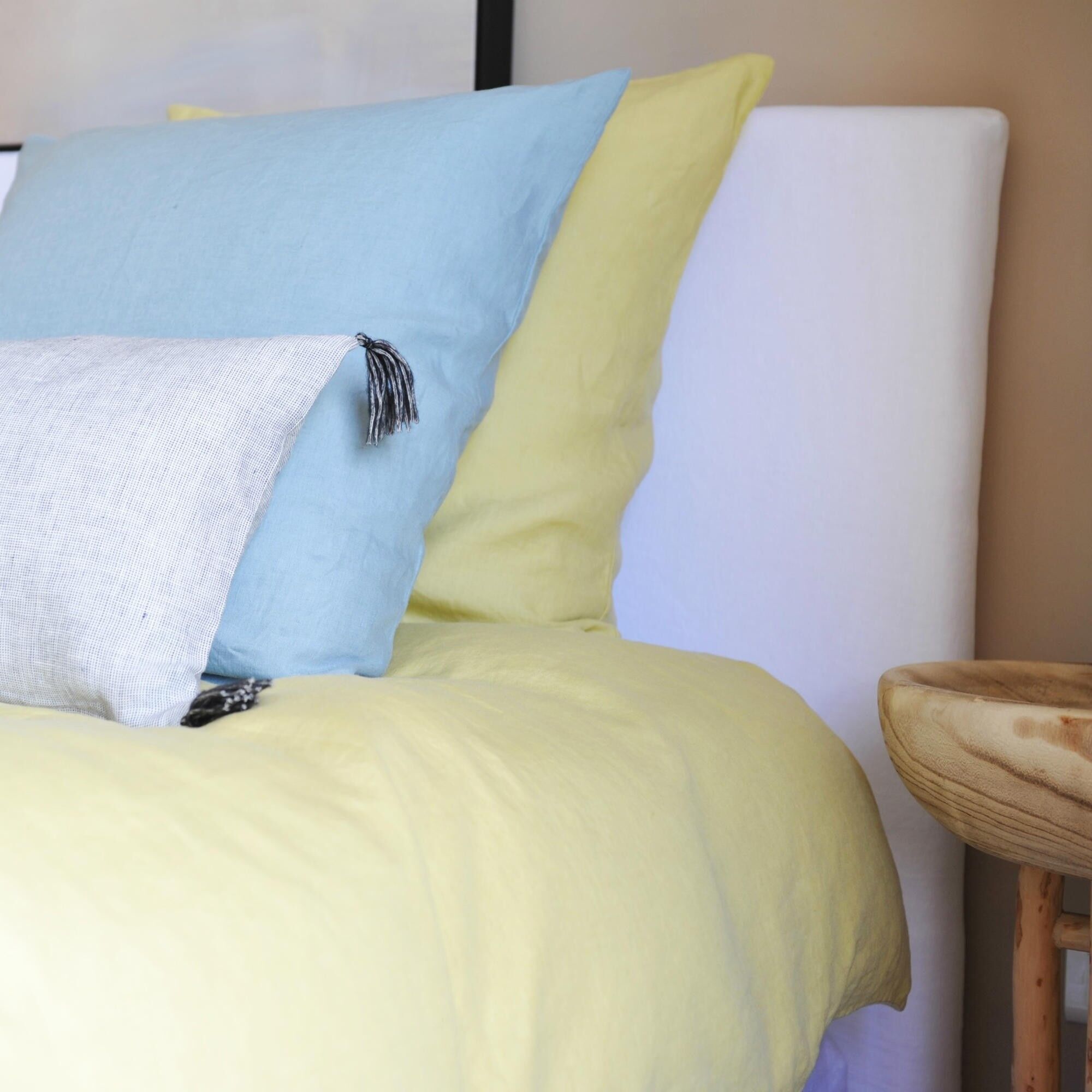 Taie d'oreiller lin lavé azul du nil 65X65