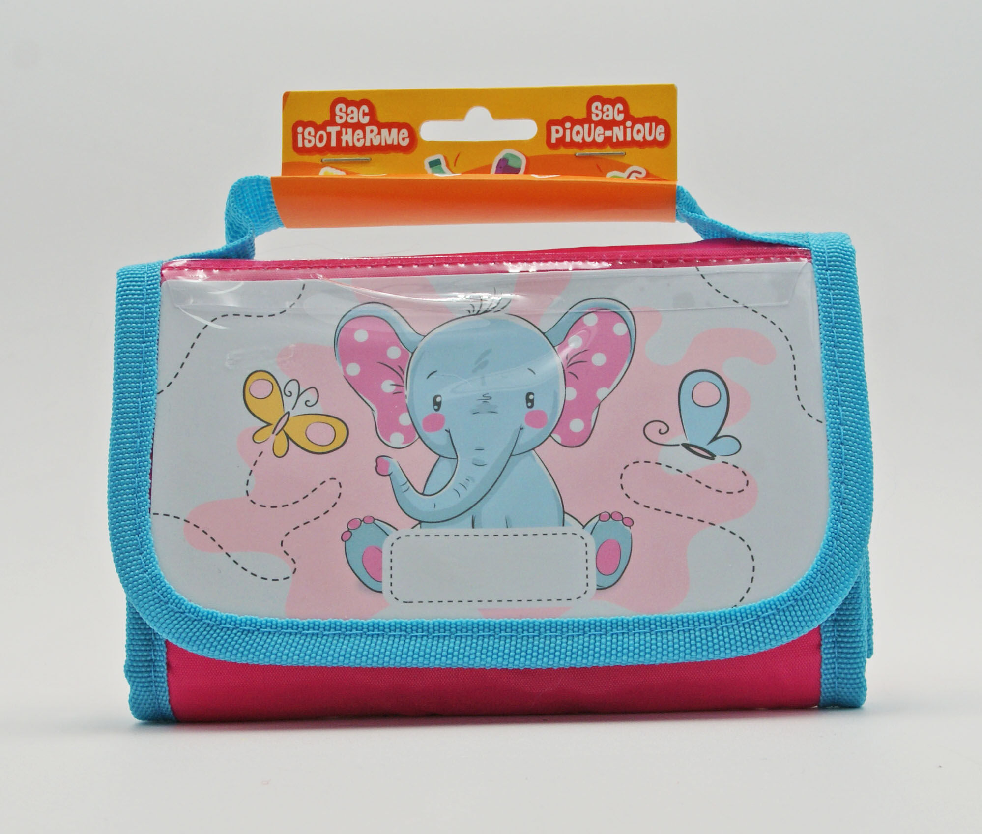 Sac à Goûter Isotherme Pliable et Personnalisable – Motif Éléphant Rose