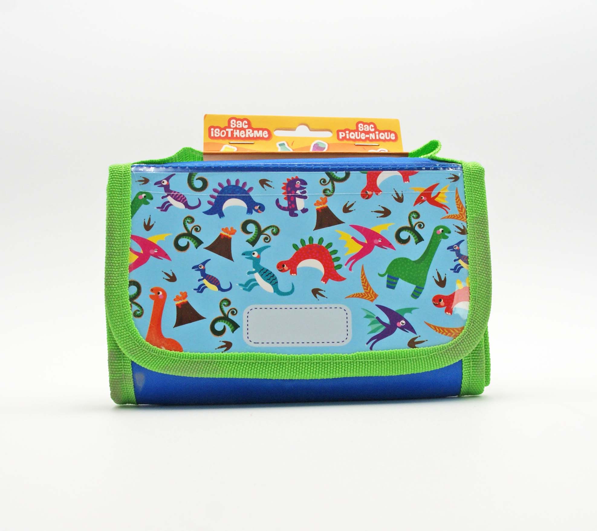 Sac à Goûter Isotherme Pliable et Personnalisable – Motif Dinosaures Rigolos