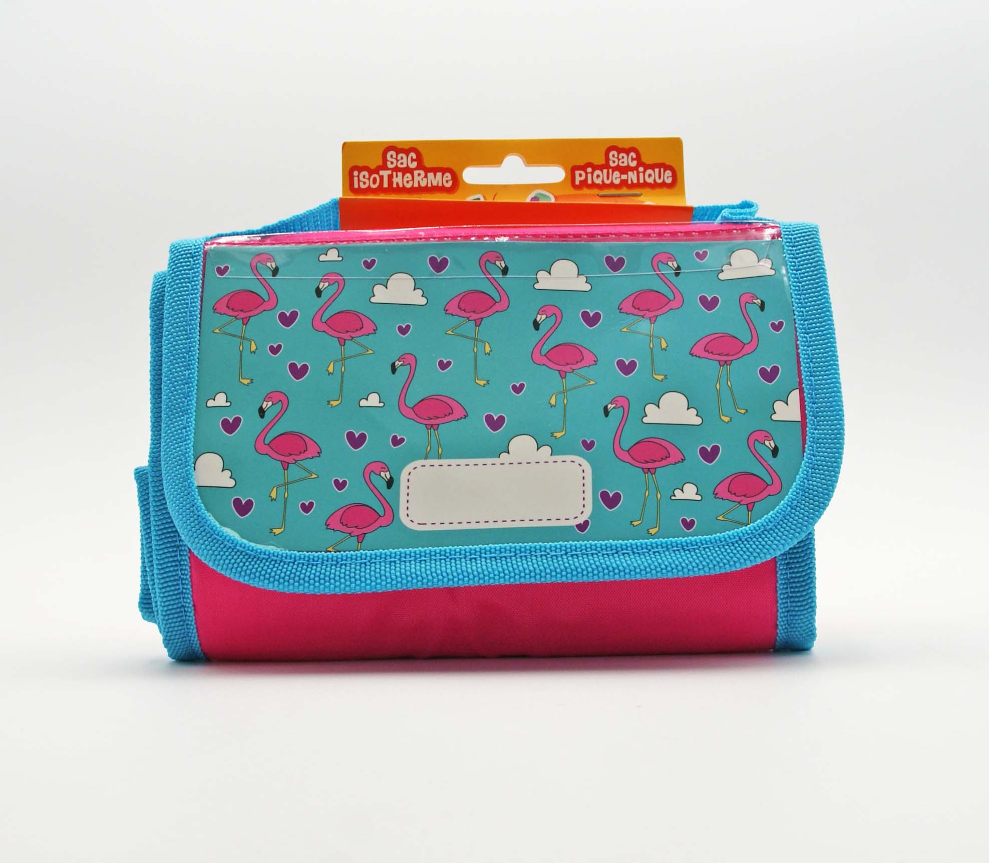 Sac à Goûter Isotherme Pliable et Personnalisable – Motif Flamants Roses