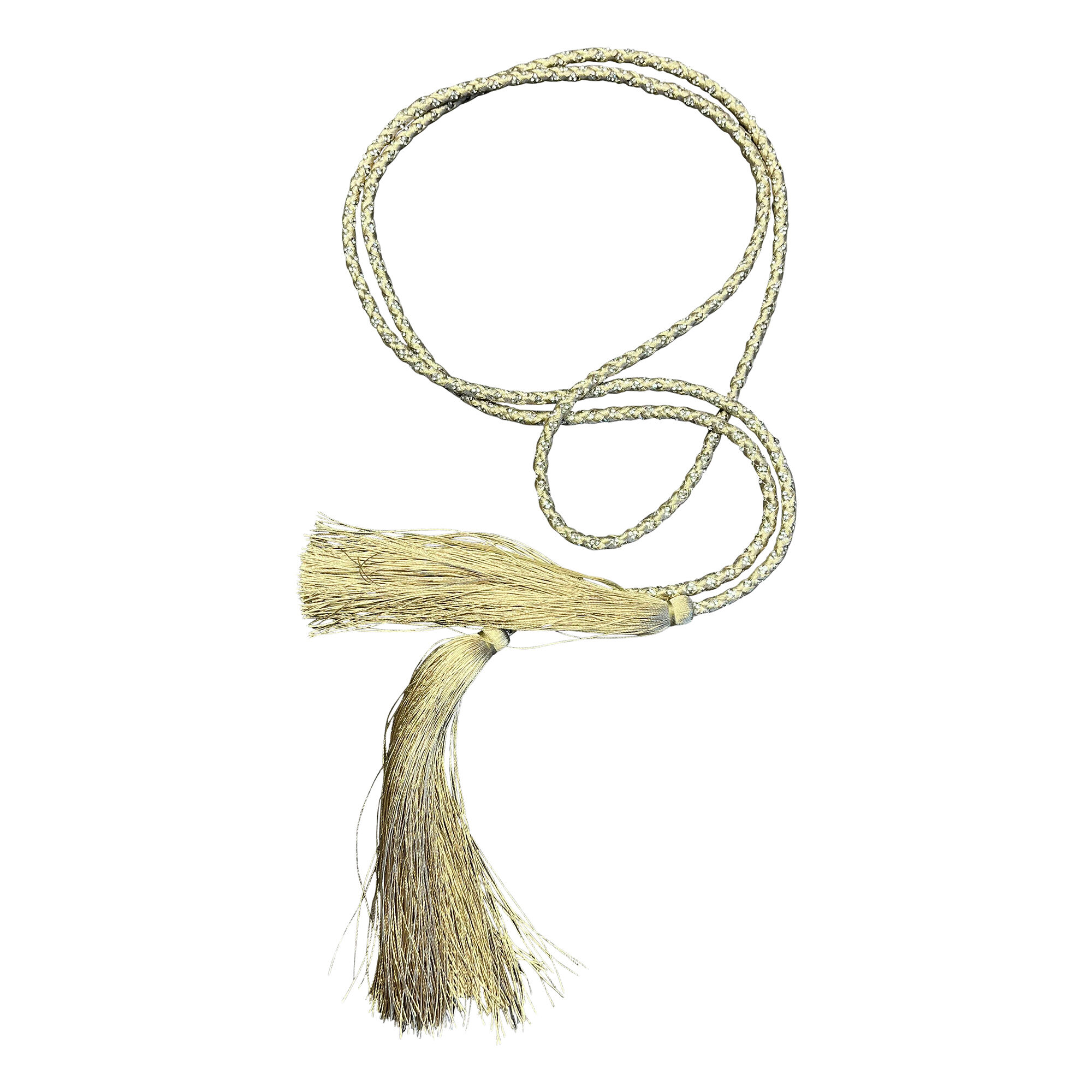 Collier beige à pompon et cristal