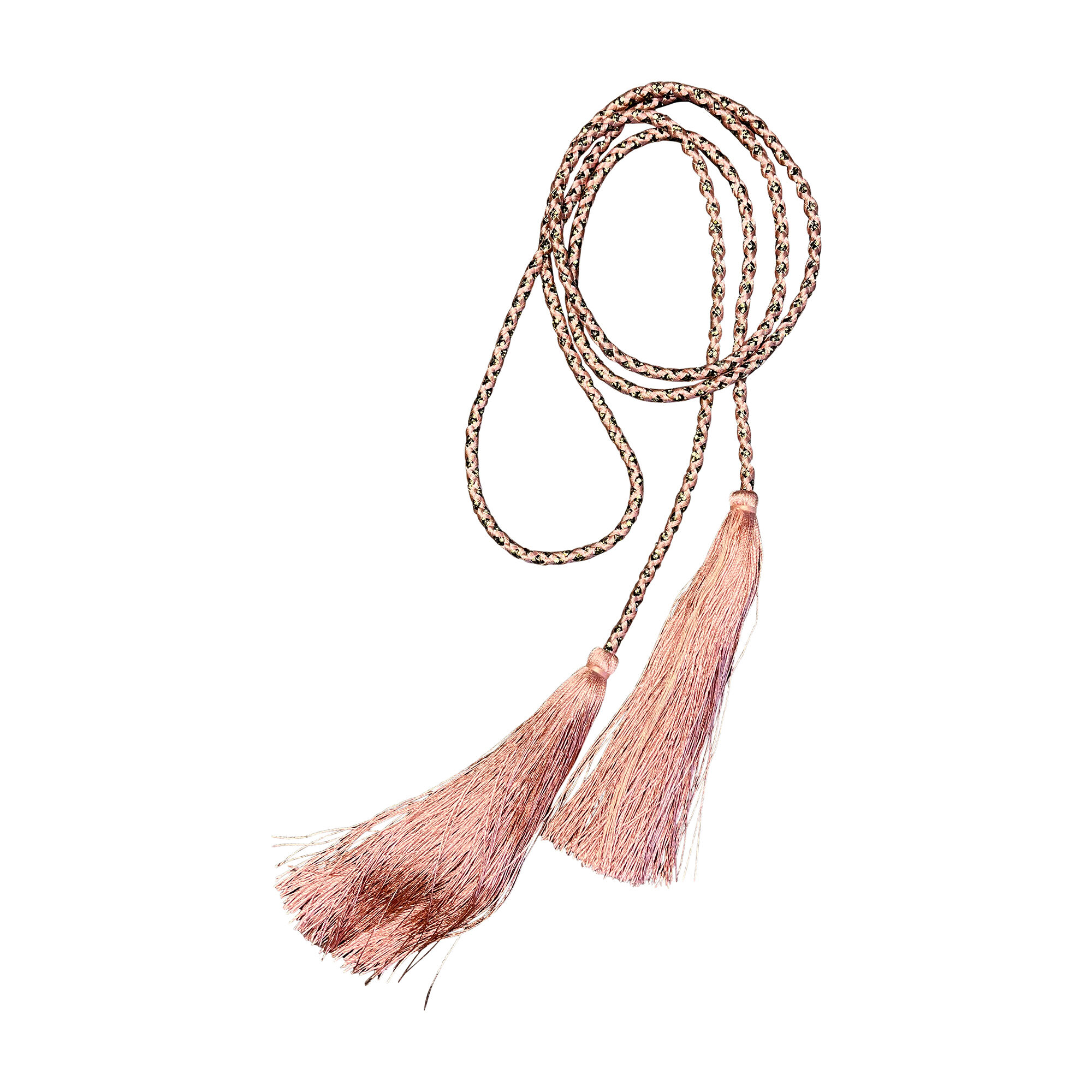 Collier à pompon et cristal rose