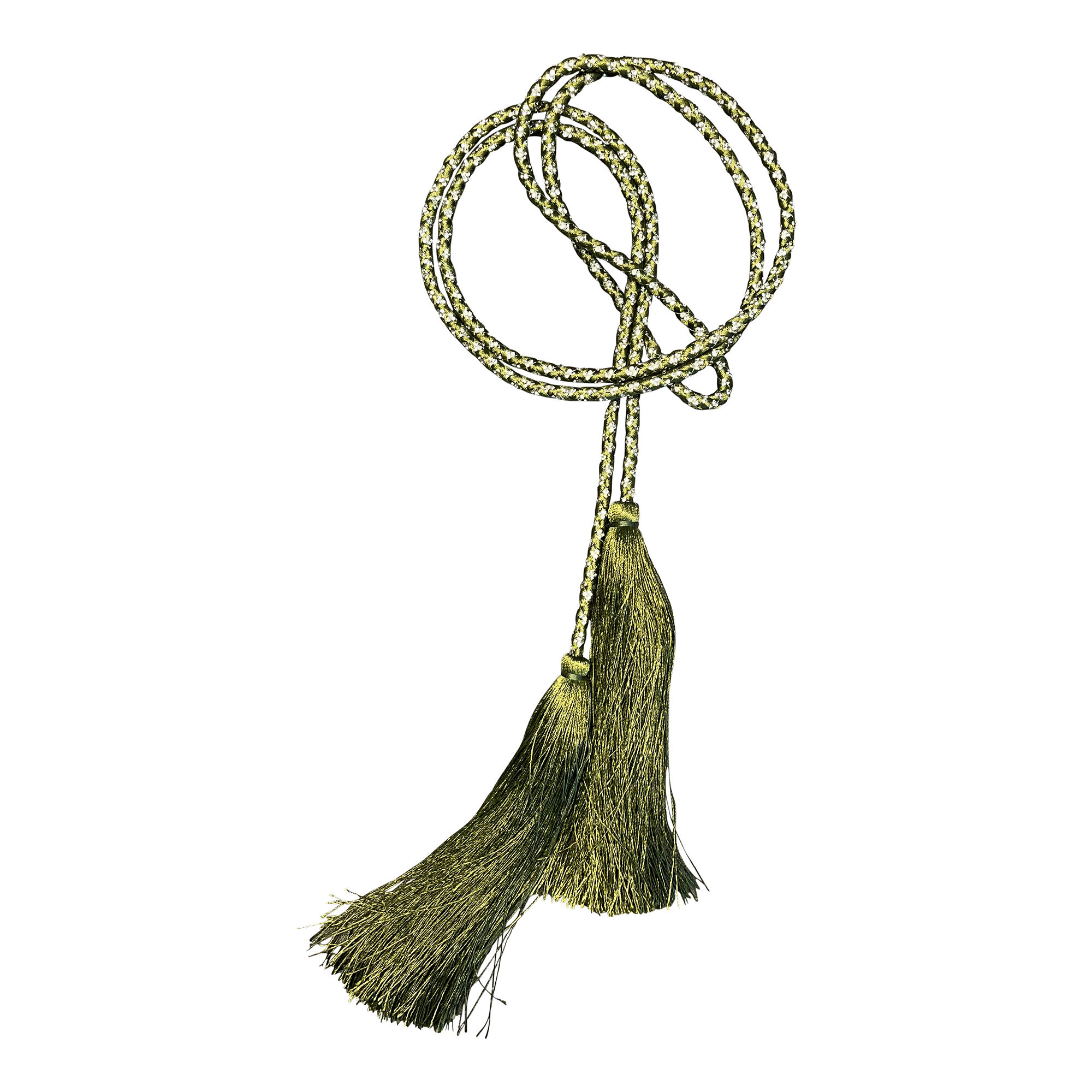 Collier à pompon et cristal vert