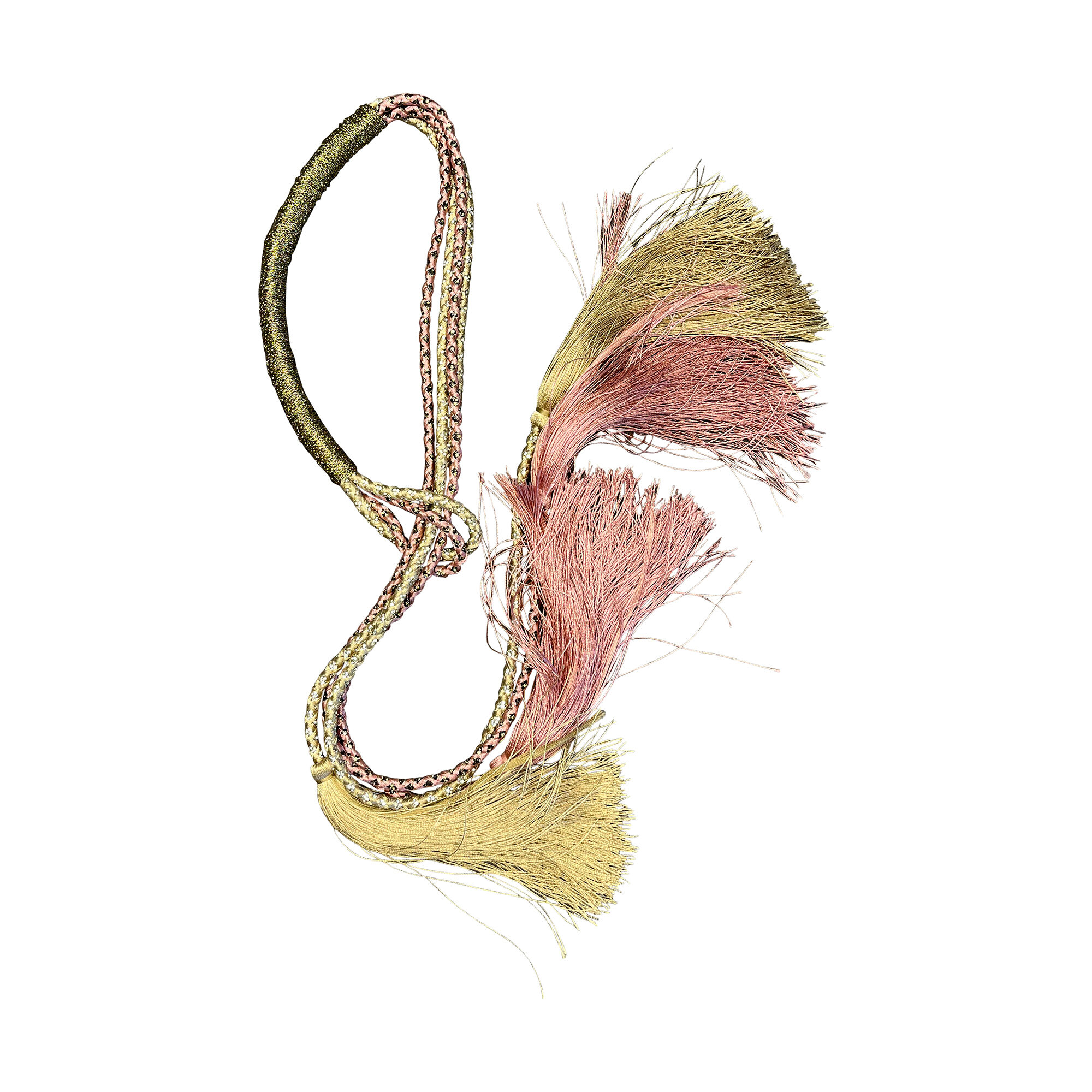 Collier double avec pompons et cristaux col.rose-beige