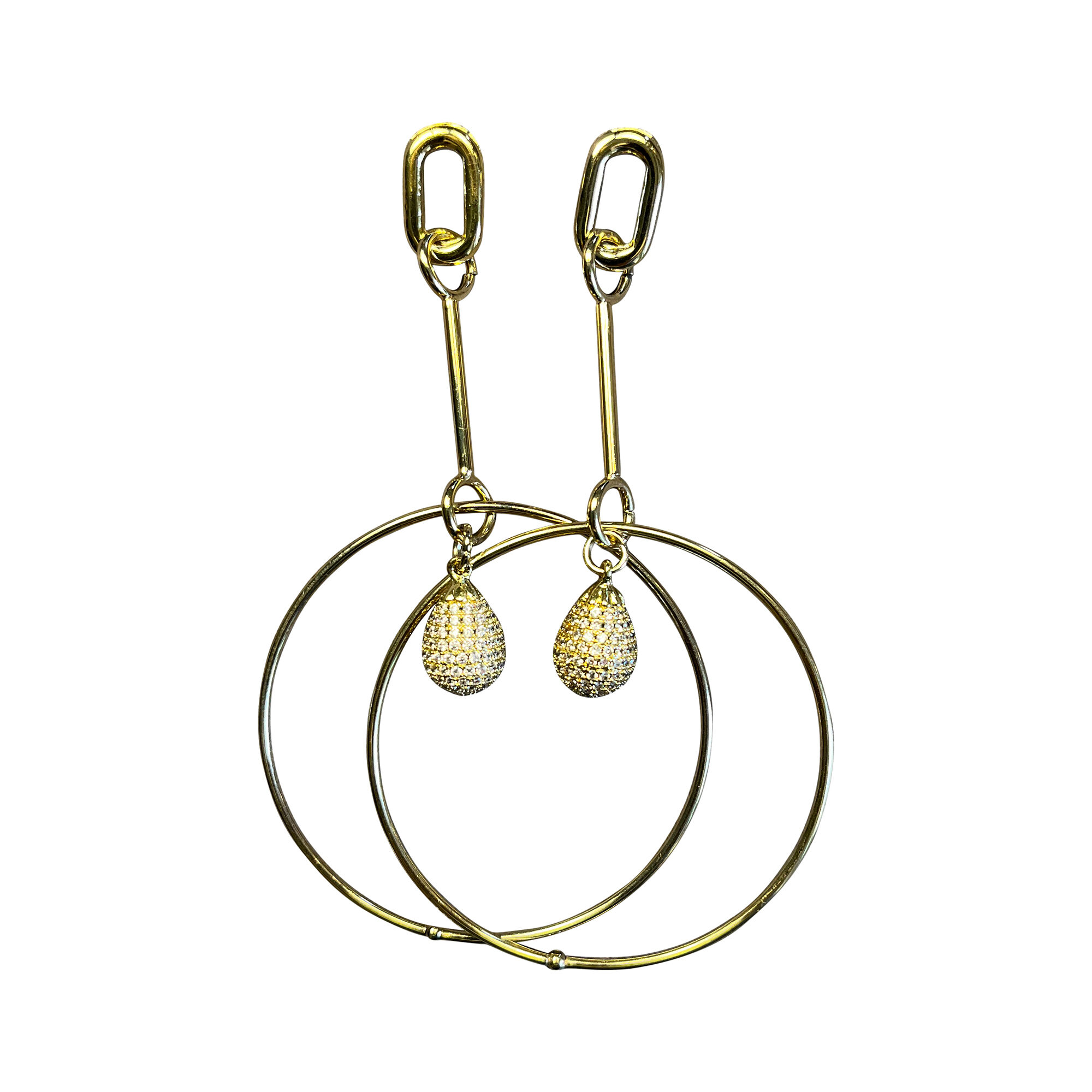 Boucle d'oreille créole avec pendentif en zircon