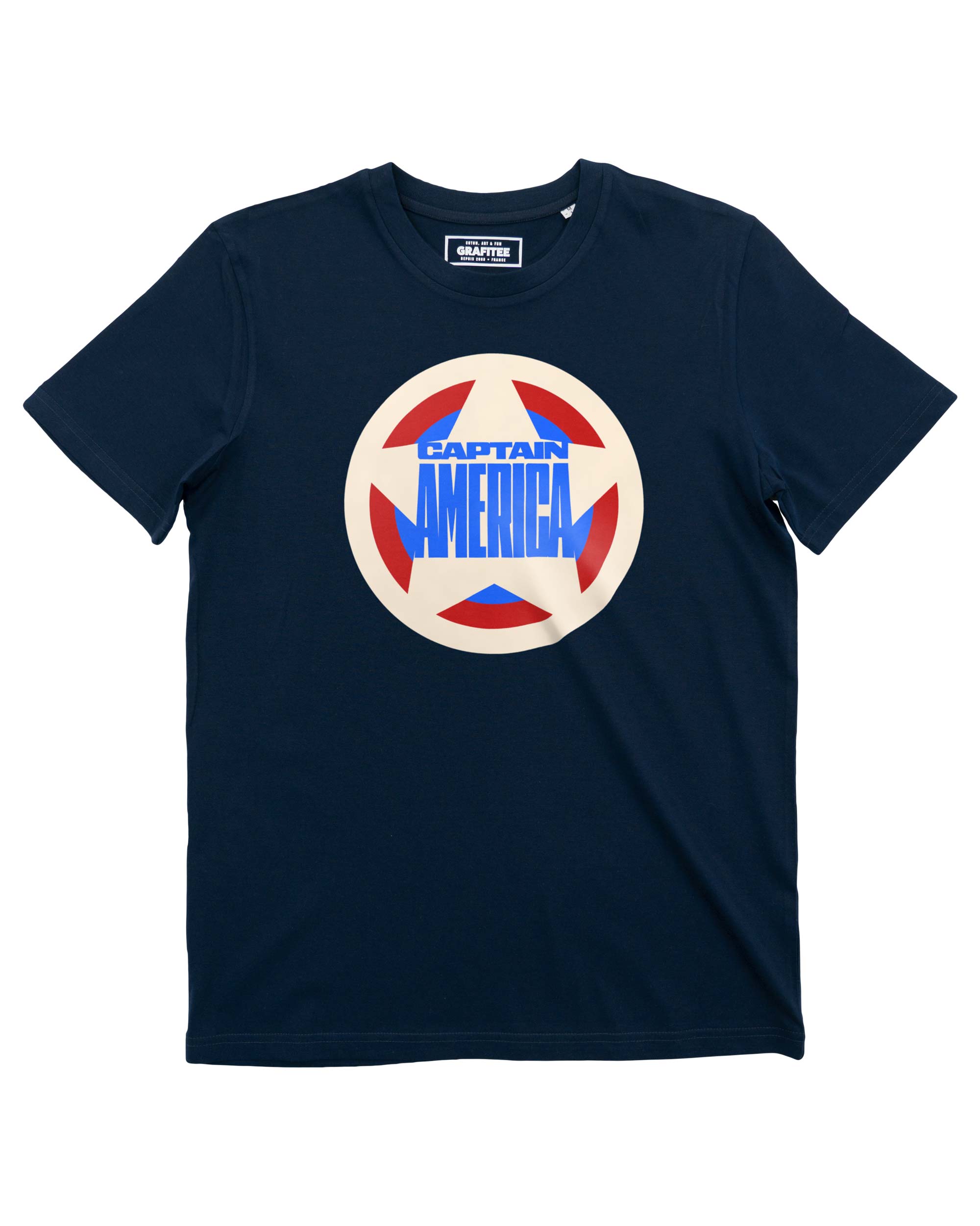 Captain America Navy Abzeichen T-Shirt aus 100 % Bio-Baumwolle