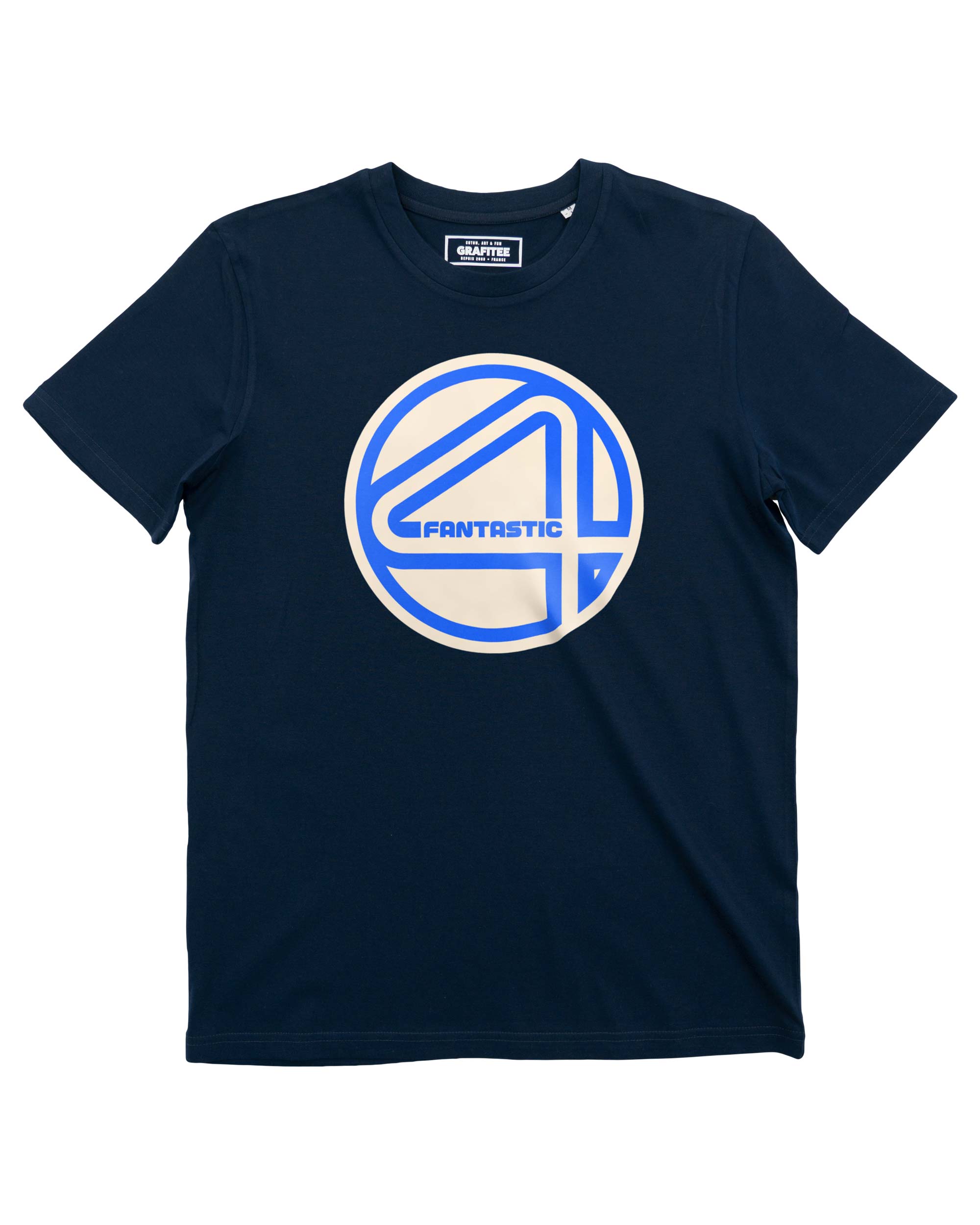 Badge Fantastic 4 marineblaues T-Shirt aus 100 % Bio-Baumwolle