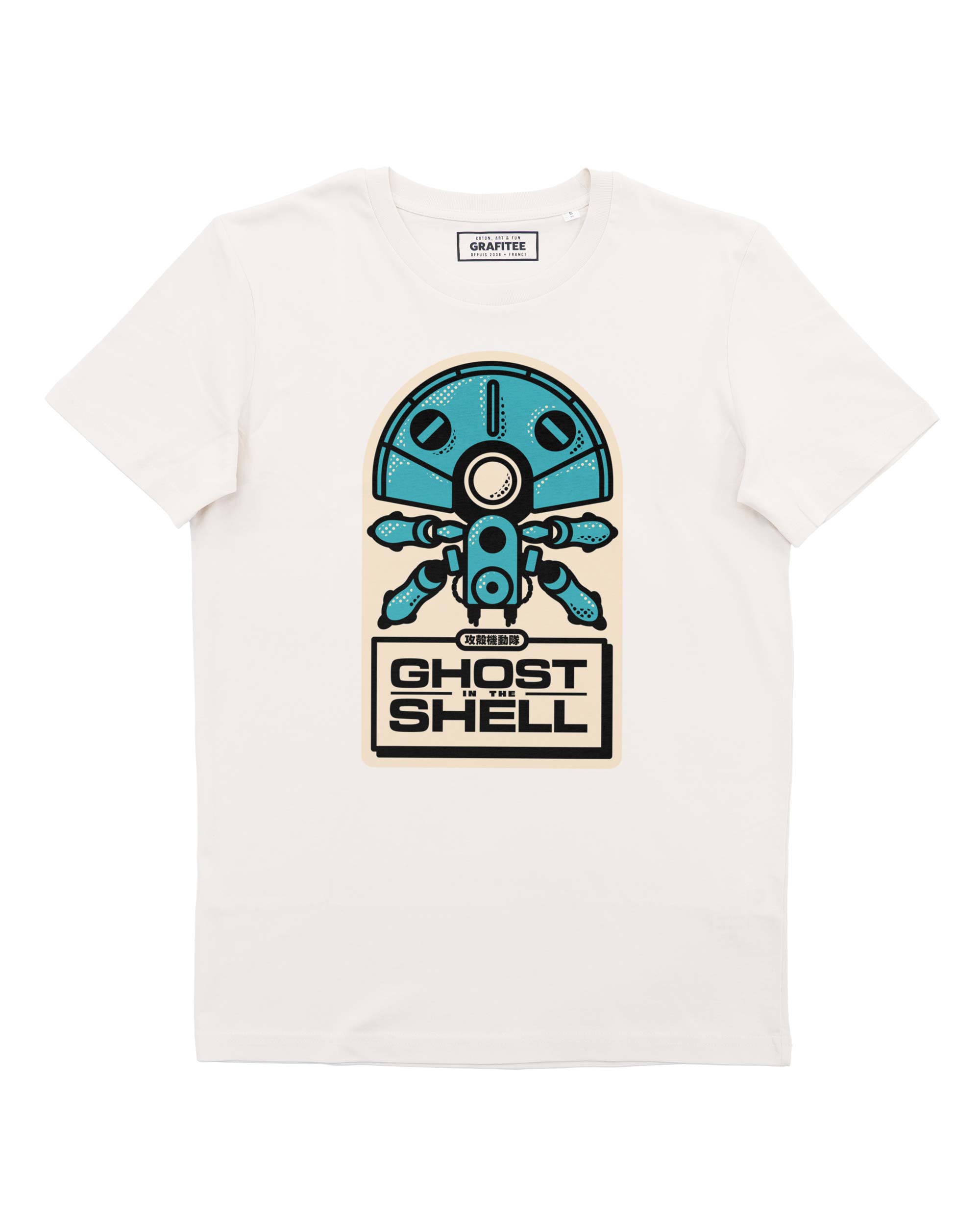 Cremefarbenes Ghost in the Shell-Badge-T-Shirt – GOTS-Baumwolle