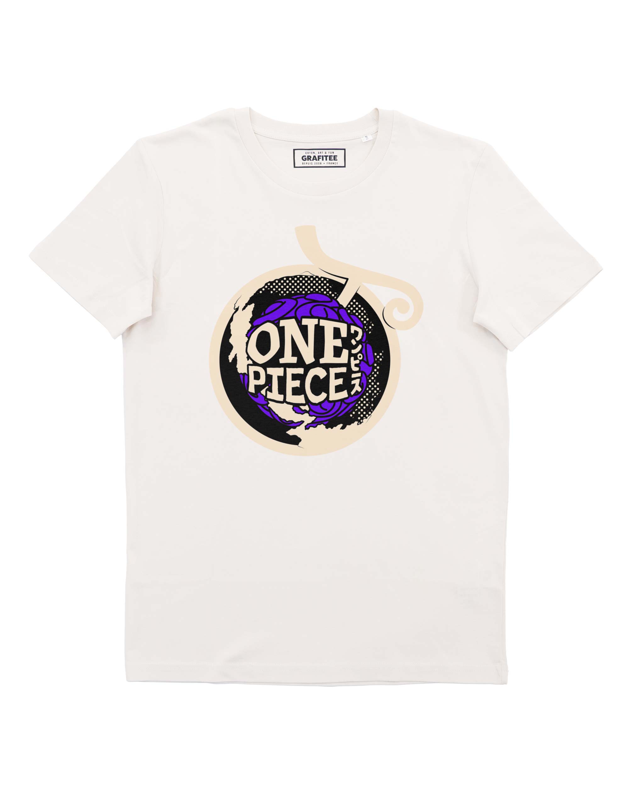 Cremefarbenes One Piece-T-Shirt mit Aufdruck, 100 % GOTS-zertifizierte Bio-Baumwolle