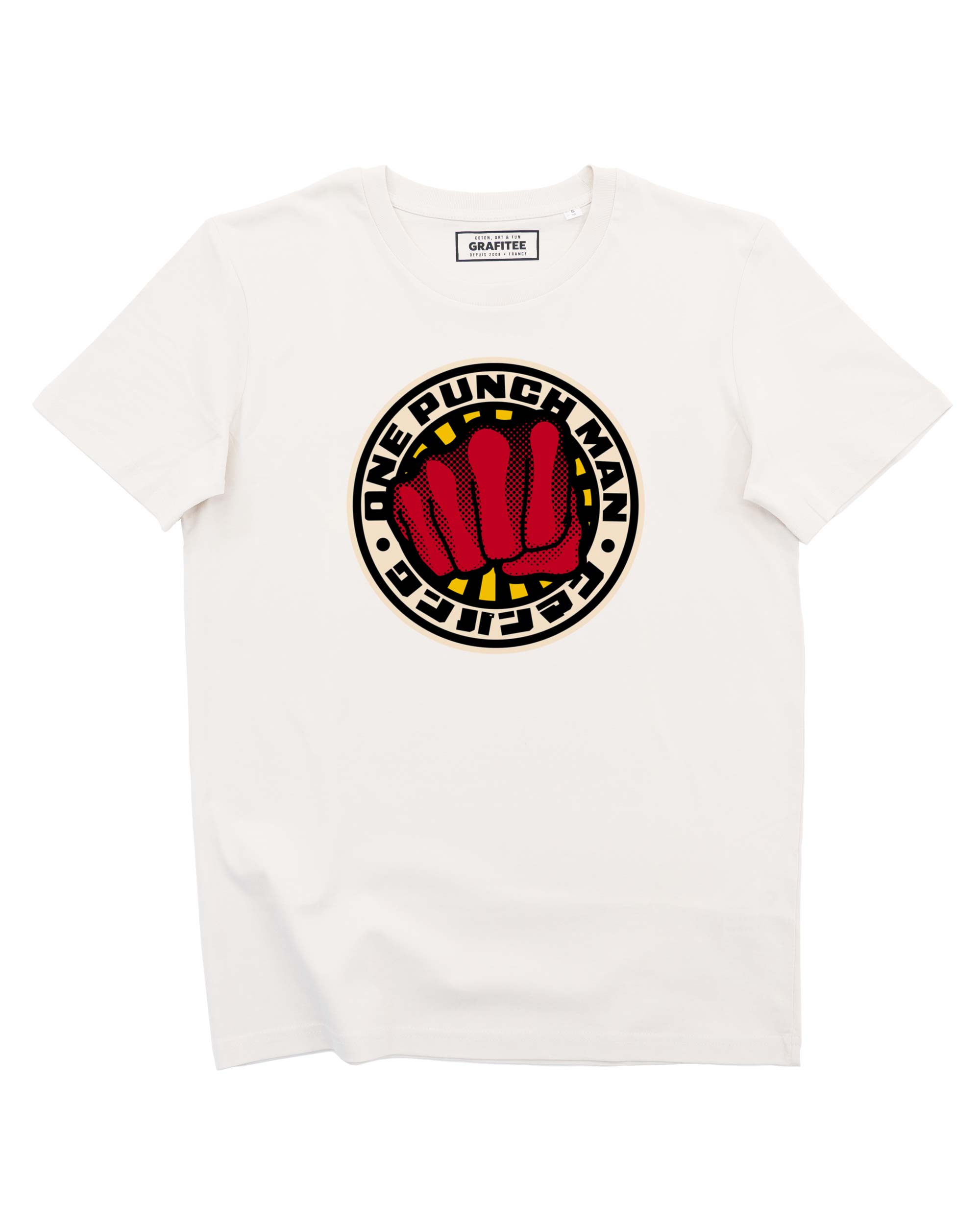 T shirt Badge One Punch Man blanc cassé 100% coton bio