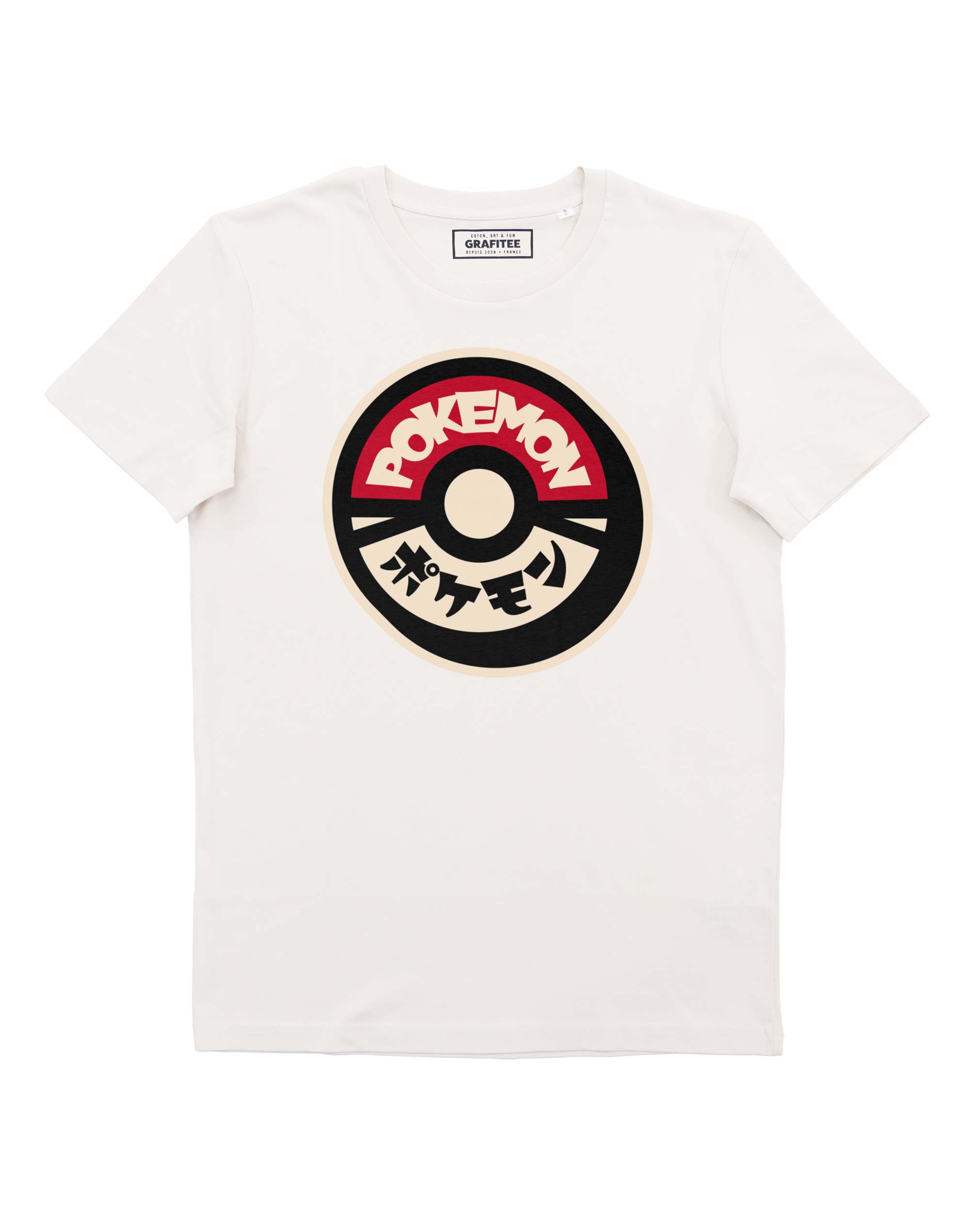 Cremefarbenes Pokémon-Abzeichen-T-Shirt, 100 % Bio-Baumwolle