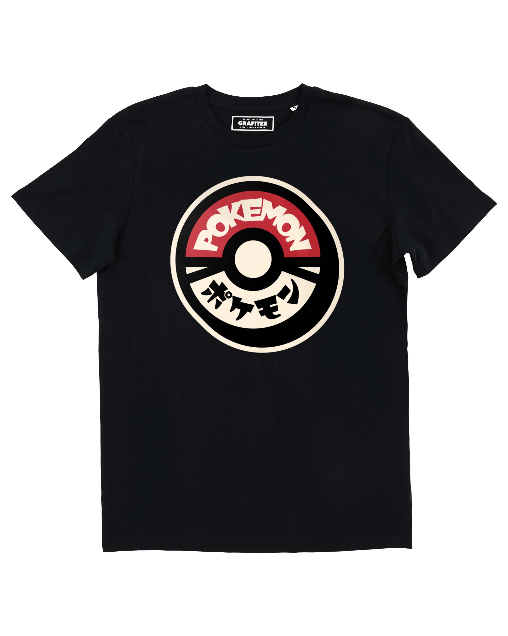 Tee shirt Badge Pokemon noir 100% coton bio