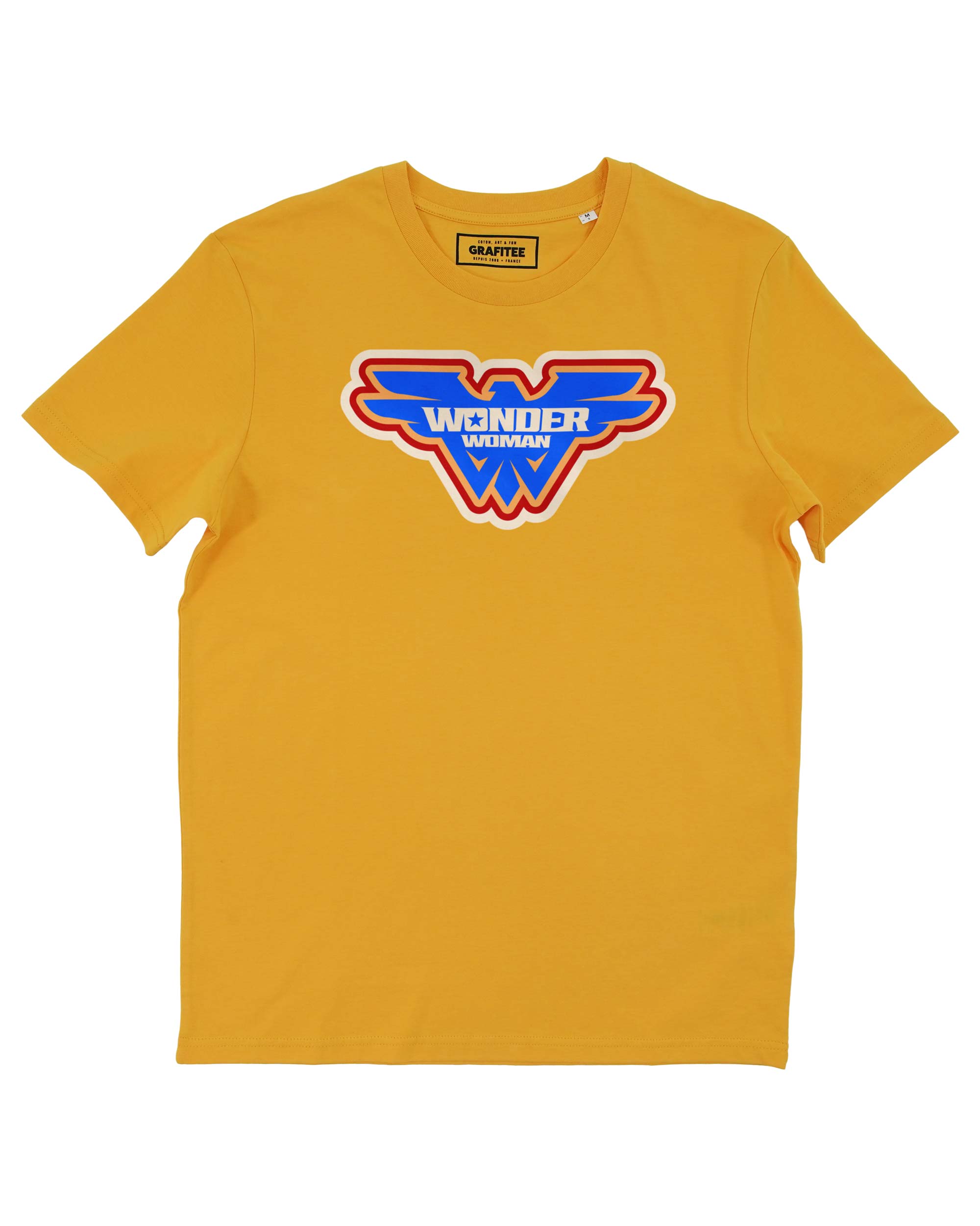 Tshirt Badge Wonder Woman jaune 100% coton bio