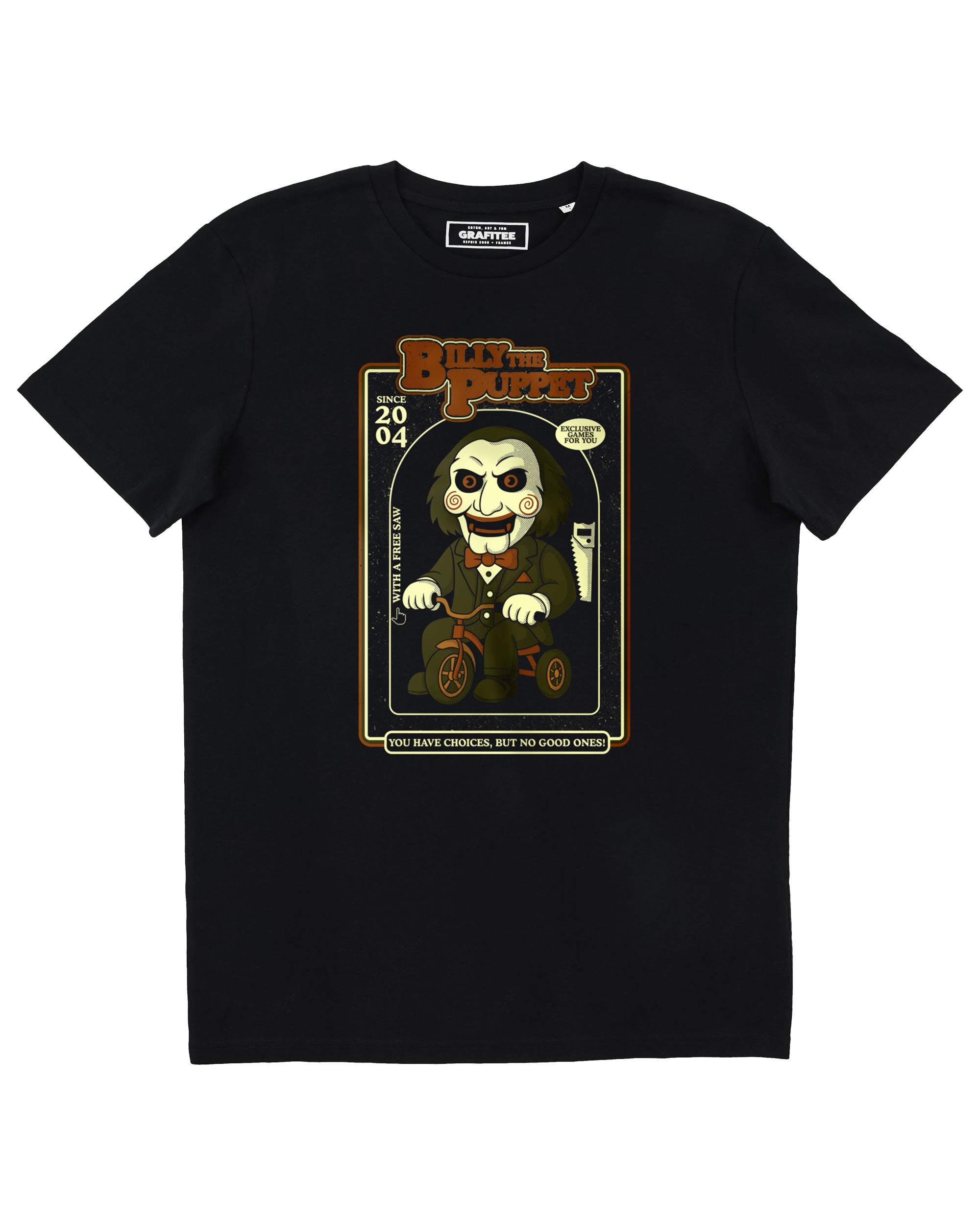 T-shirt Billy Puppet noir 100% coton bio GOTS