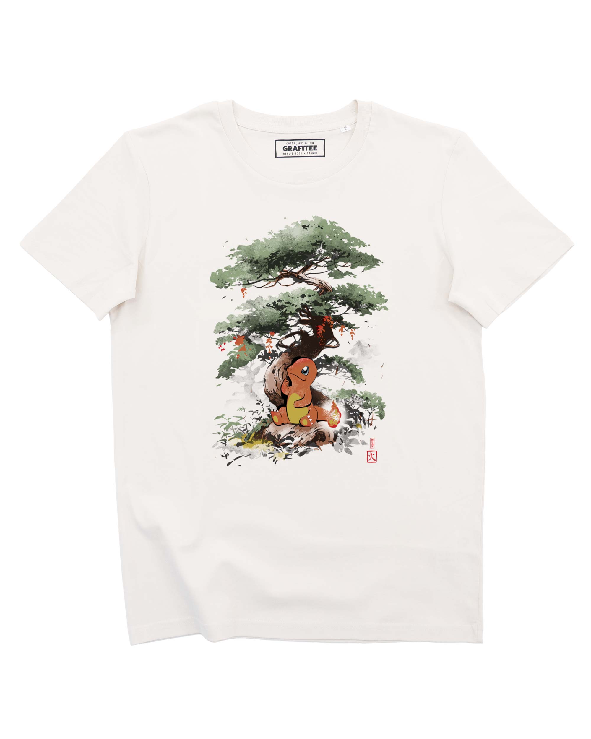 Tee shirt Fire Under The Tree blanc cassé 100% coton bio