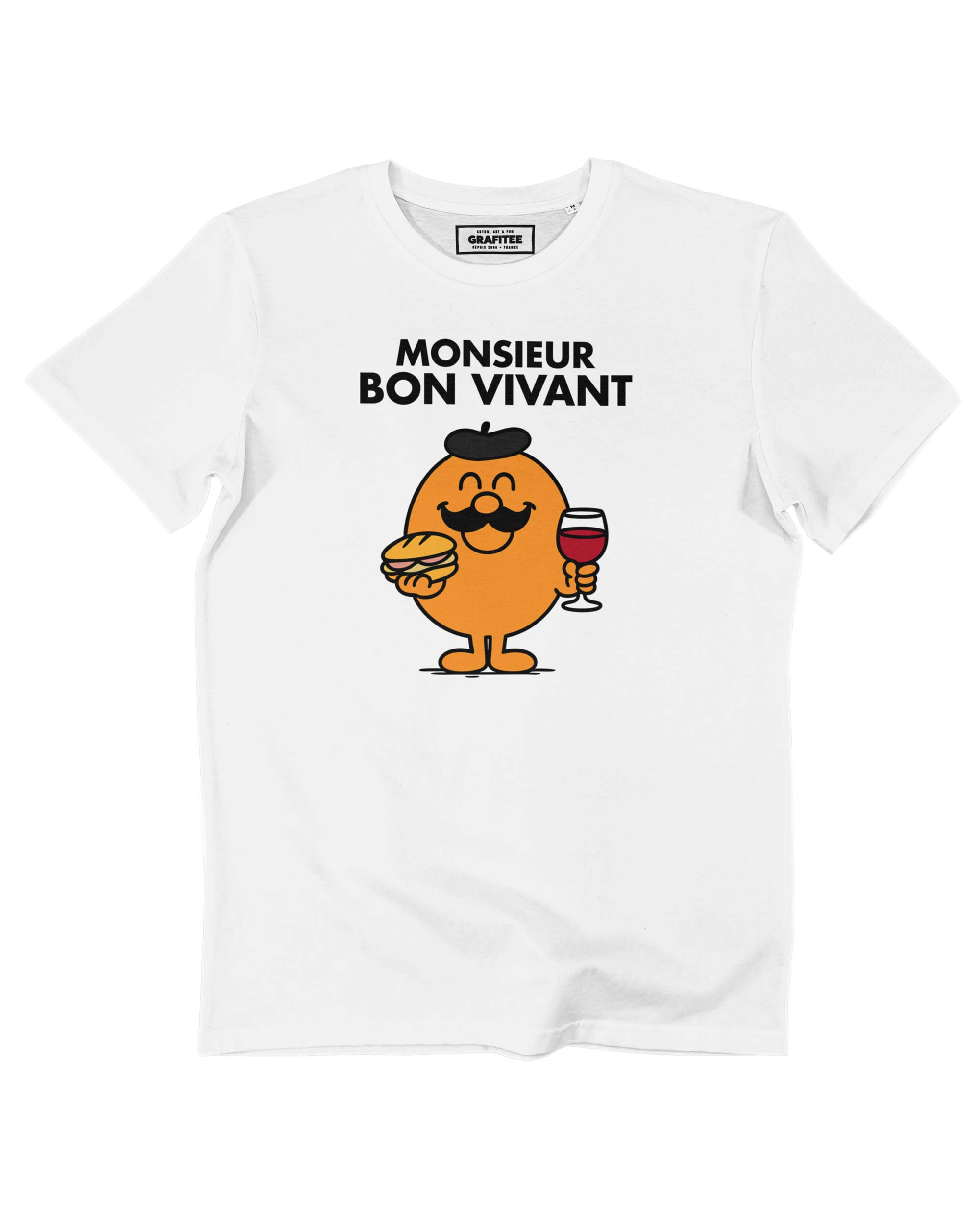 Monsieur Bon Vivant weißes T-Shirt, 100 % Bio-Baumwolle