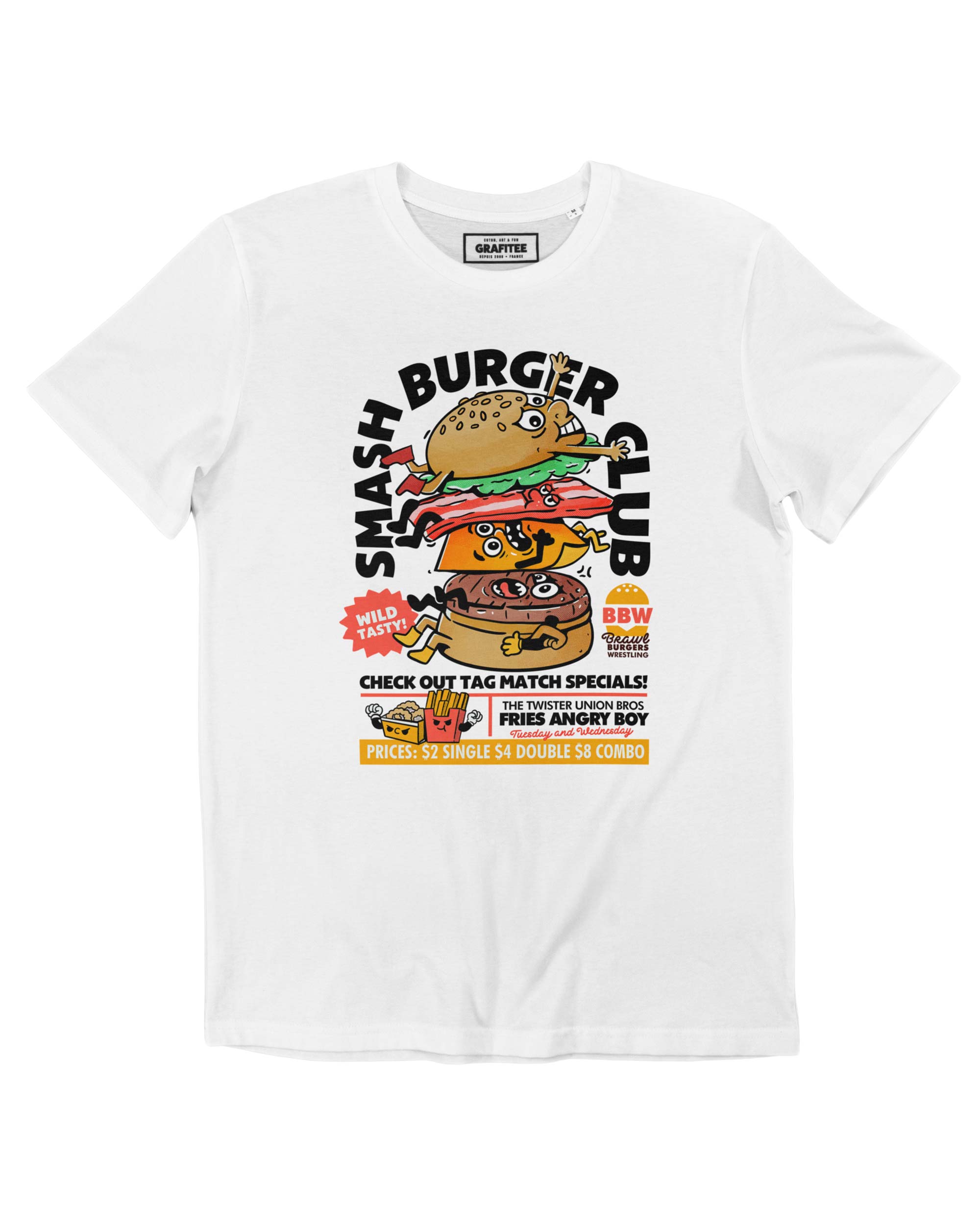 Weißes Smashburger-T-Shirt, 100 % GOTS-zertifizierte Bio-Baumwolle