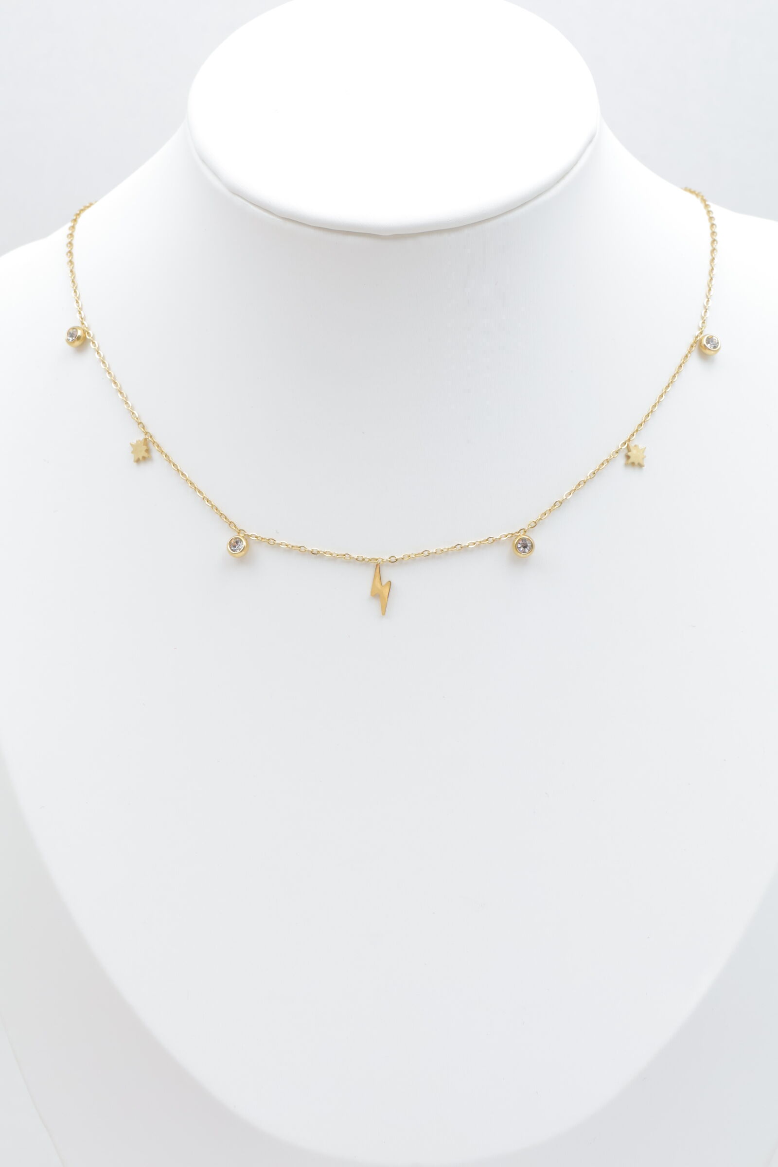 Collar de cadena con colgantes de rayo y estrella - A443-V2