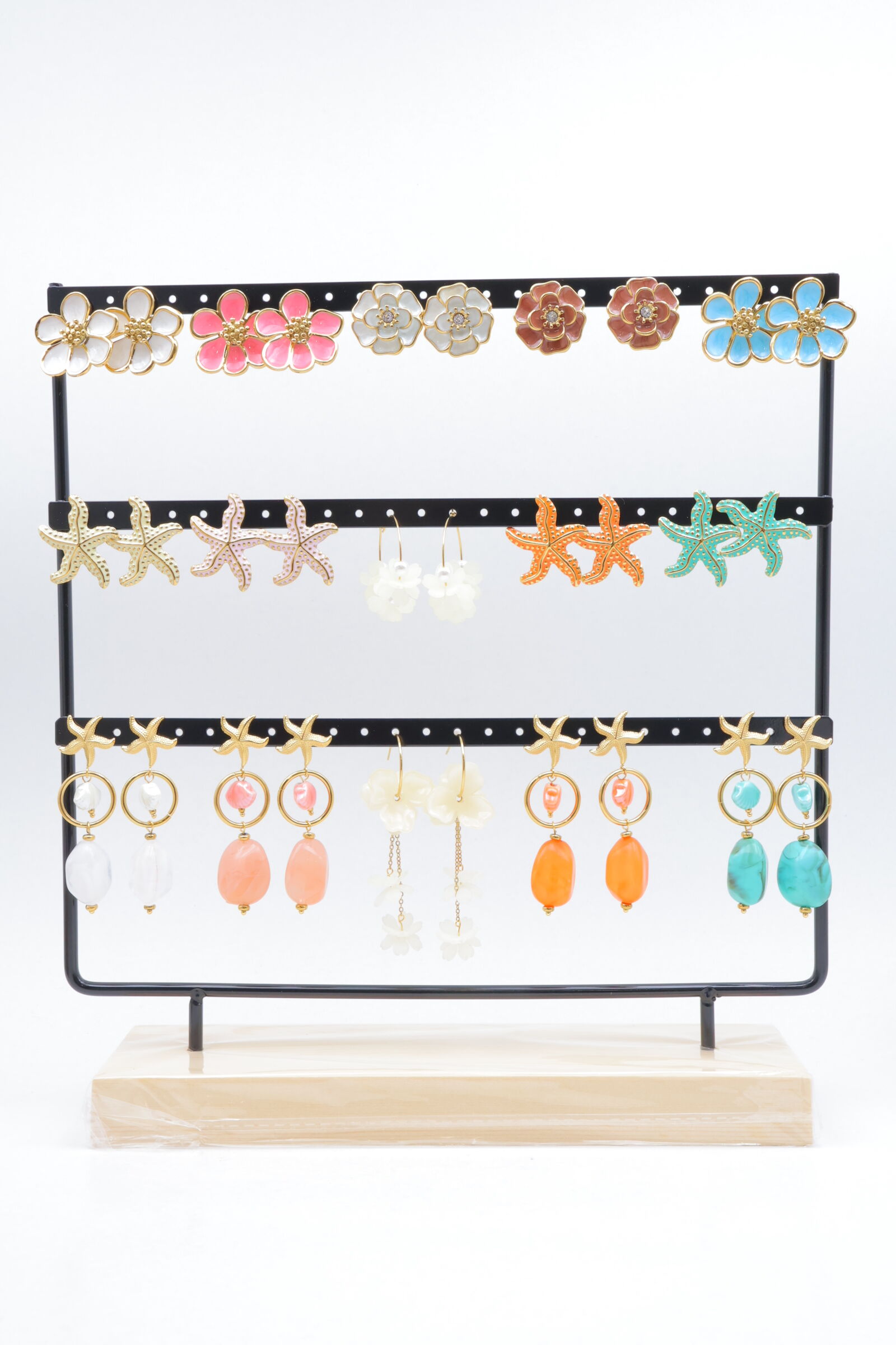 Set mit 15 Paar Ohrringen und Präsentationsständer - PRT-OREILLE127