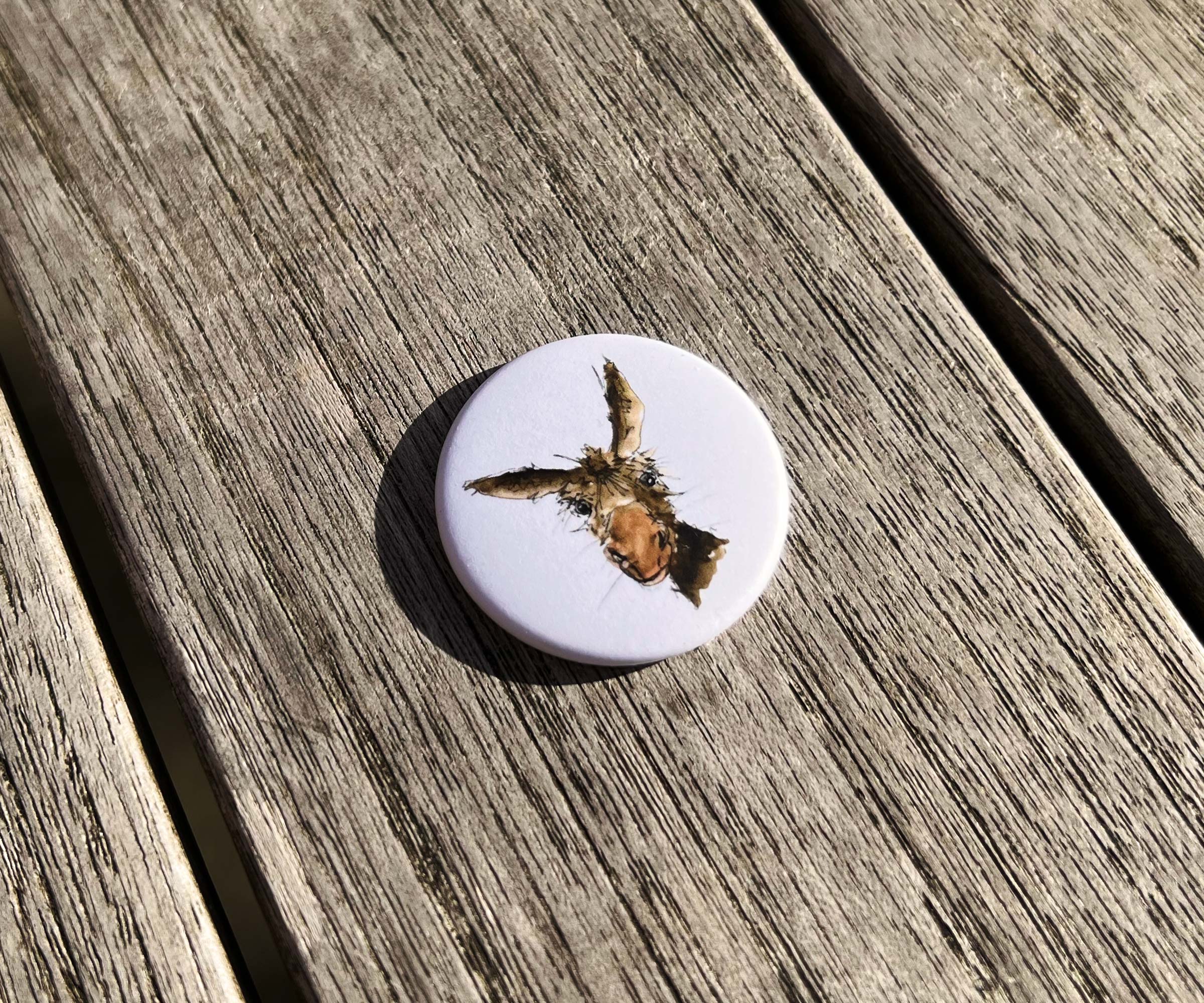 Magnetbutton mit Tierillustration – Entzückender Esel – Dekorativer Kühlschrankmagnet