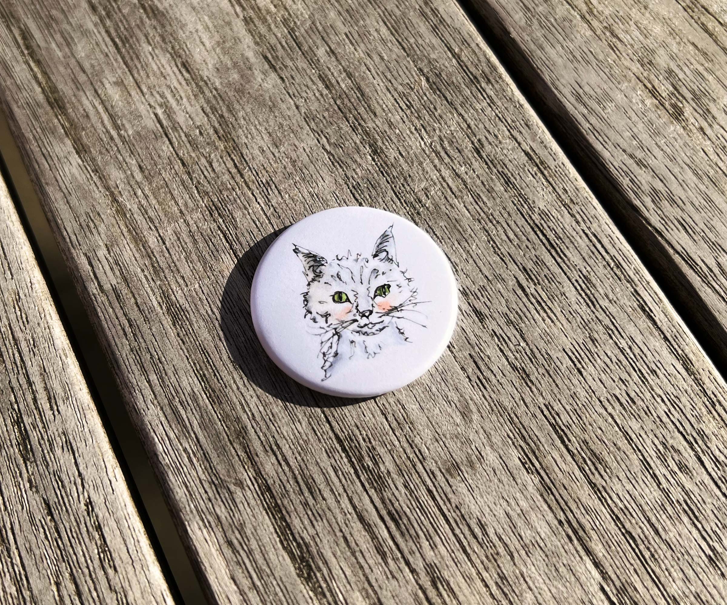 Aimant aquarelle animal – Chat malin – Bouton magnétique rond pour réfrigérateur