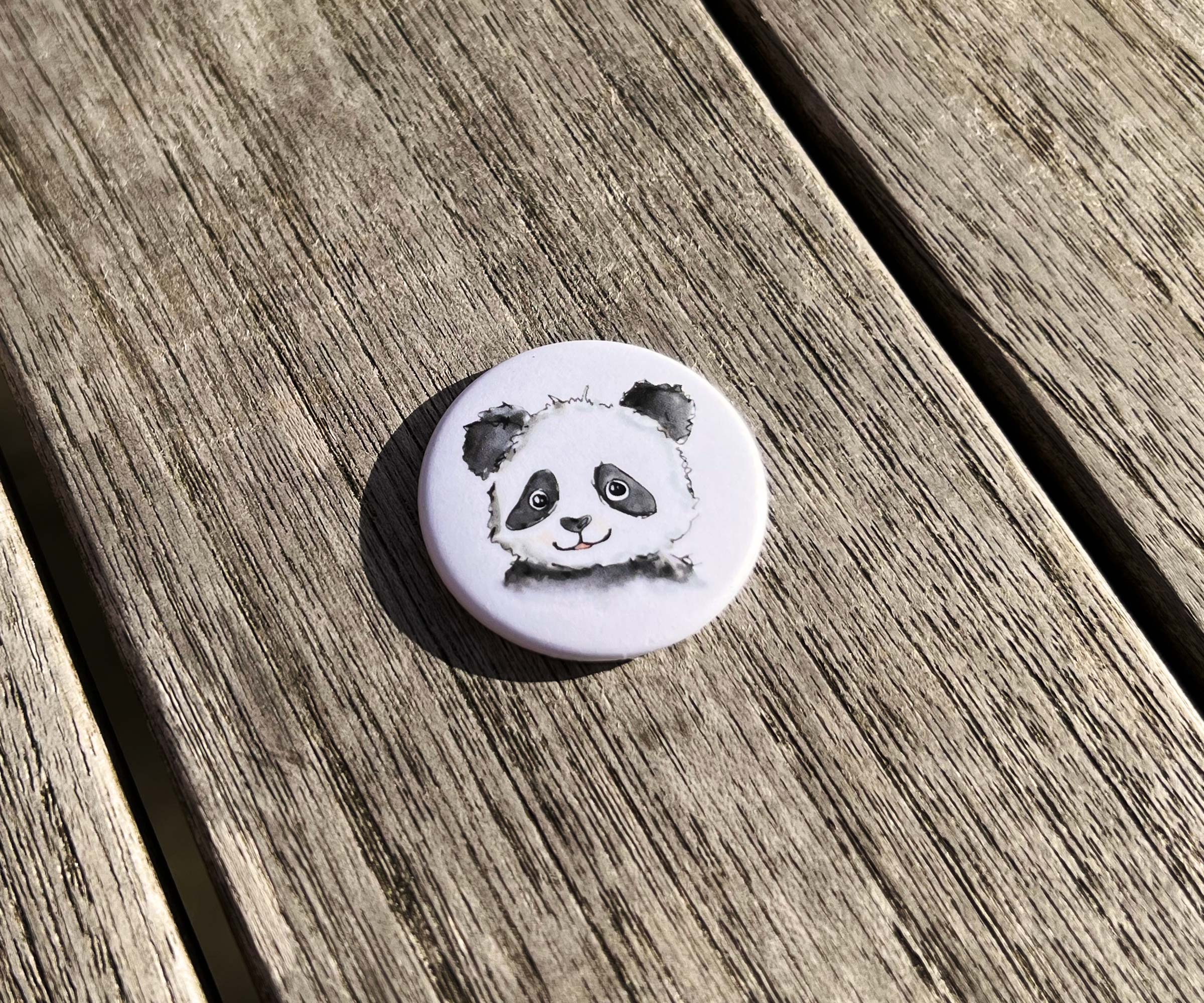 Bouton magnétique animal style aquarelle – Panda mignon – Aimant pour réfrigérateur Ø 3,8 cm