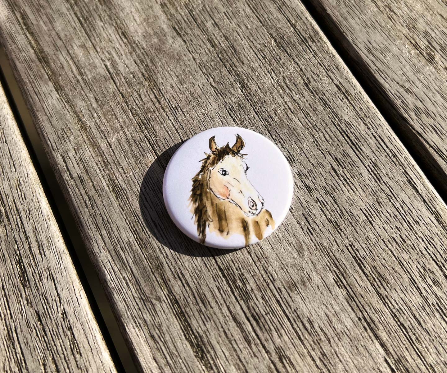 Bouton magnétique à motif aquarelle – Cheval sympathique – Aimant pour réfrigérateur Ø 3,8 cm