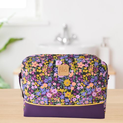 Toiletry bag - Evasion Beauté Joy - in Oeko-Tex cotton and faux leather (24x10x18cm)