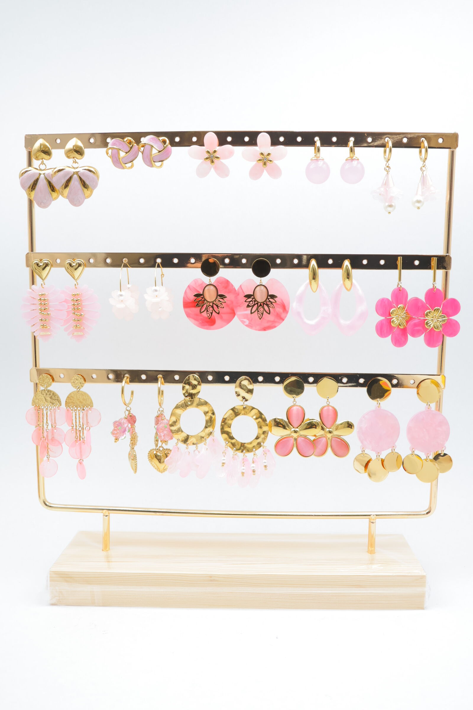 Lot de 15 paires de boucles d'oreilles avec présentoir - PRT-OREILLE130