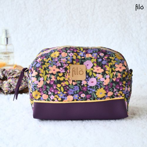 Makeup bag – Joy Beauty Ritual – in Oeko Tex cotton and faux leather (19x8x13 cm)