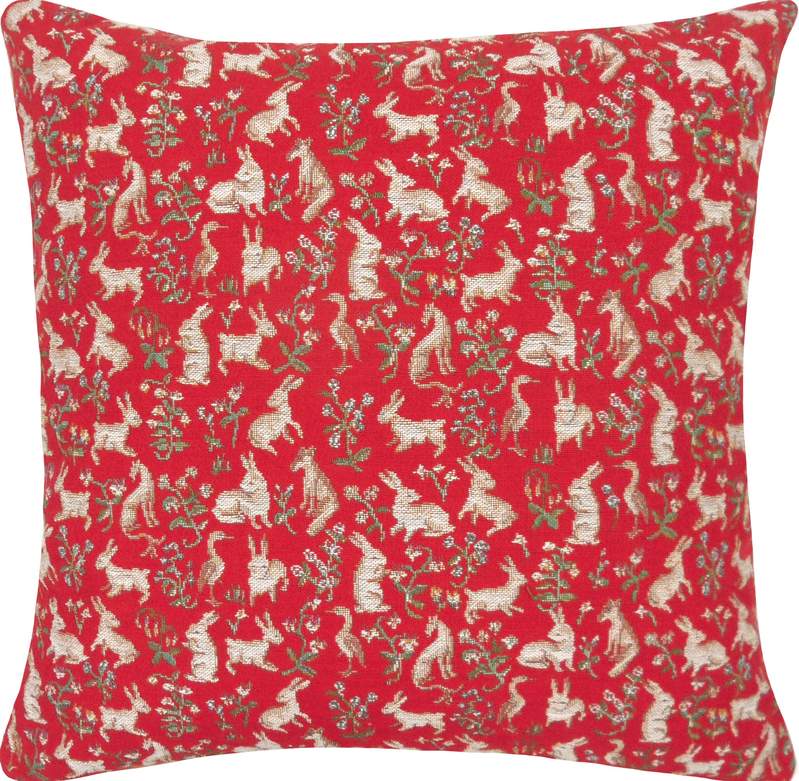 Kissenbezug mit Blumen- und Tiermotiven