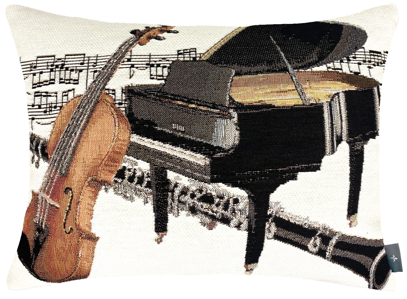 Rechteckiger Kissenbezug mit Klavier- und Geigenmotiv