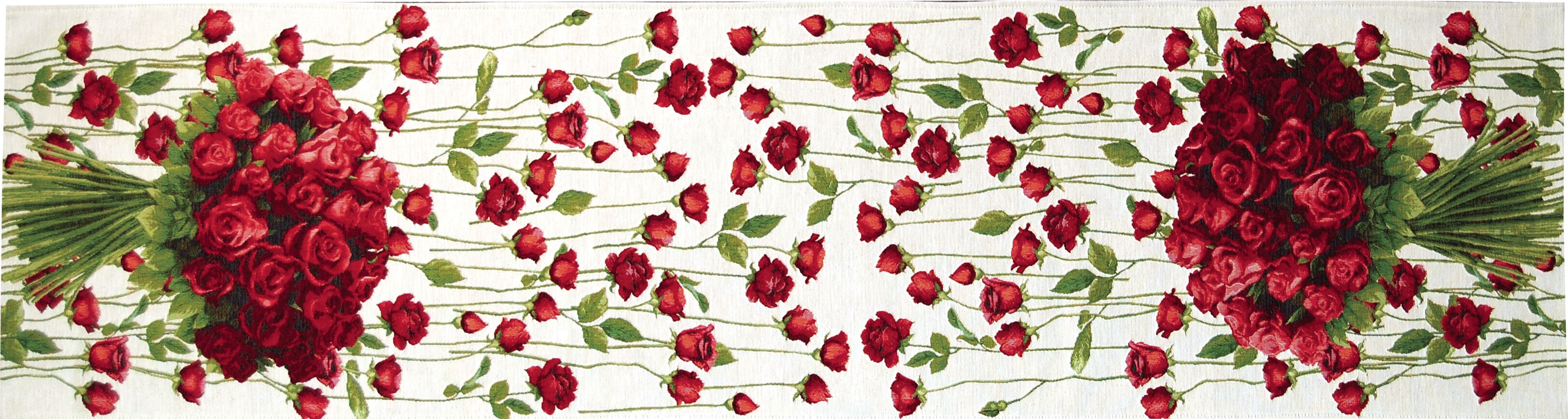 Tischläufer mit roten Rosen
