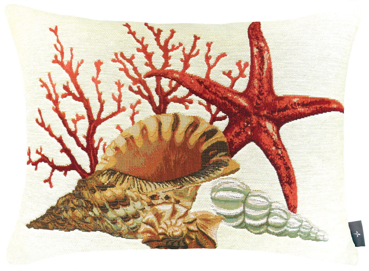 Kissenbezug mit Korallen- und Seesternmotiv