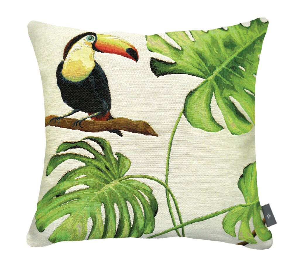 Kissenbezug mit Tukan-Motiv, rechte Seite