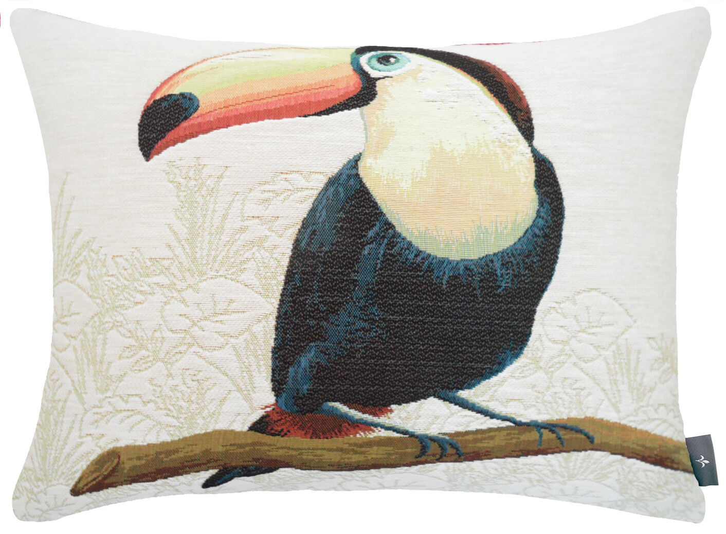 Rechteckiger Kissenbezug mit nach links blickendem Tukan-Motiv