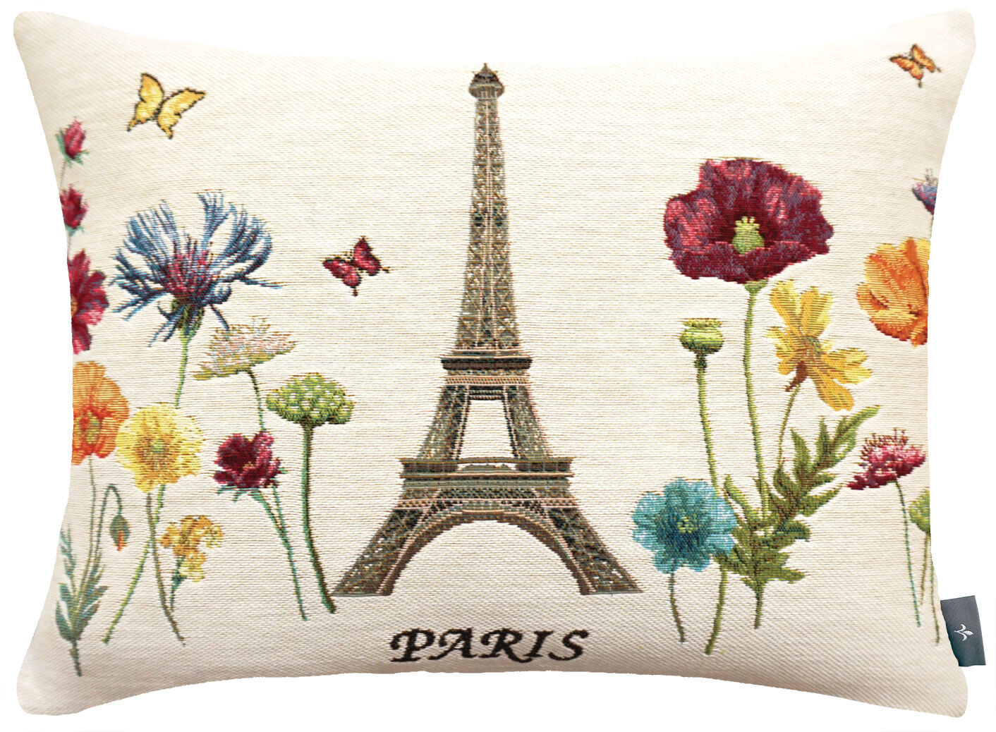 Kissenbezug mit Eiffelturm- und hellem Blumenmuster