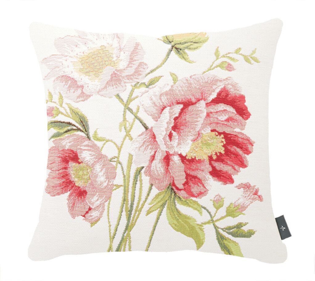 Kissenbezug mit Pfingstrosen-Motiv