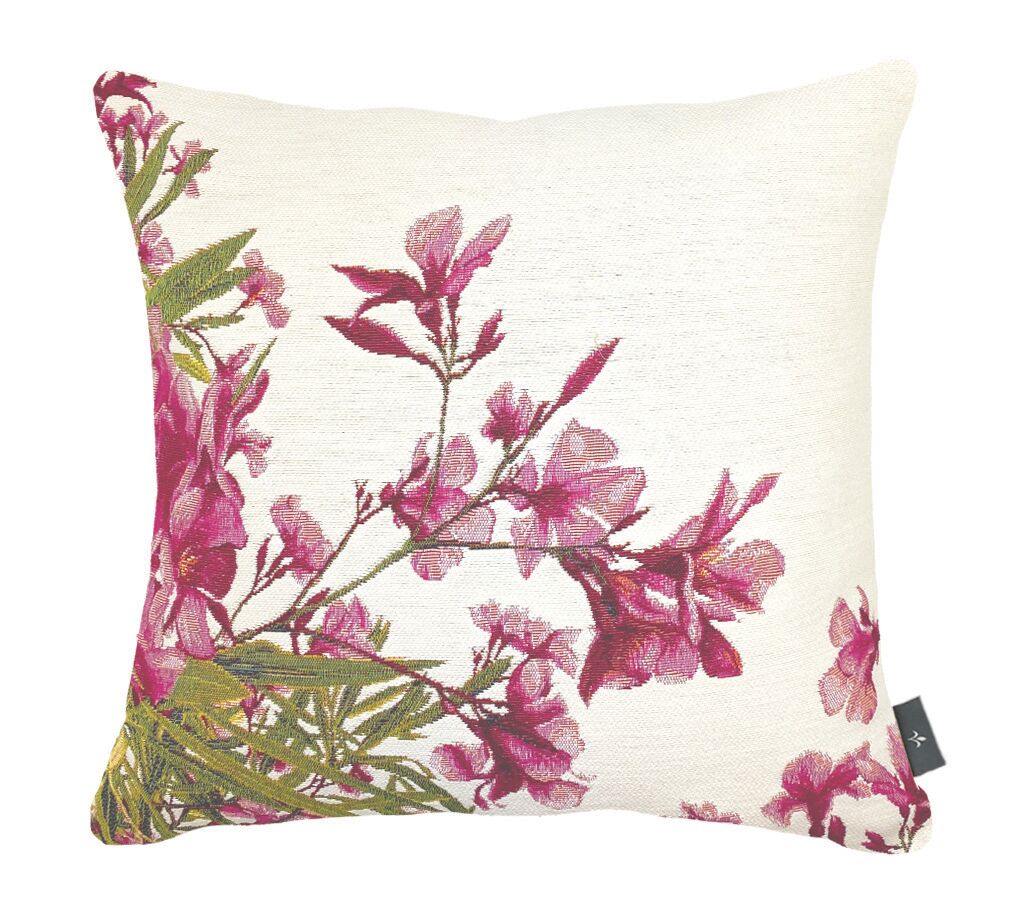 Kissenbezug mit Lorbeerblüten und -blättern