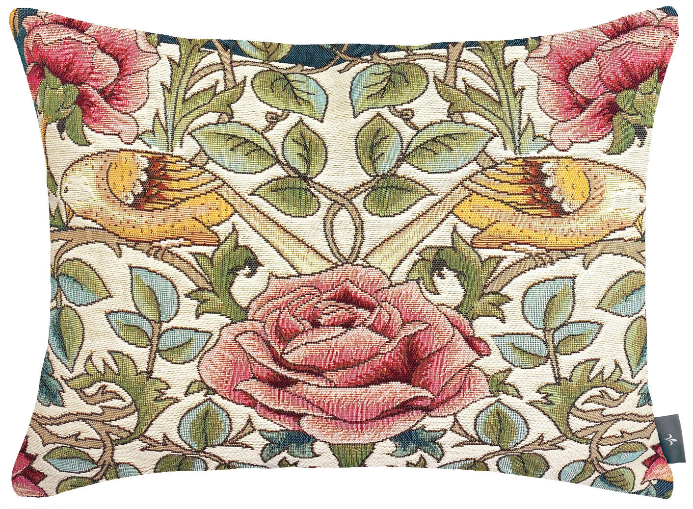Rechteckiger Kissenbezug Rosen und Vögel nach W.Morris