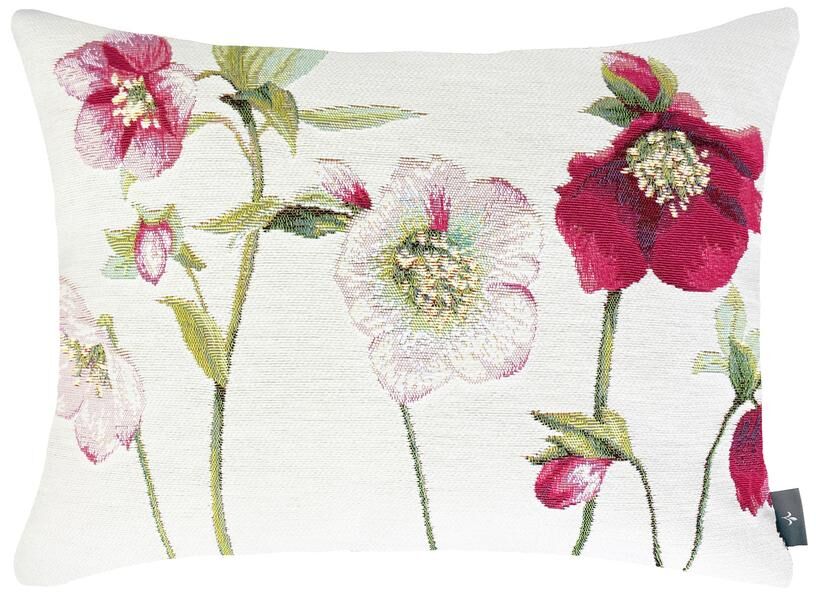 Rechteckiger Kissenbezug mit Helleborus-Motiv